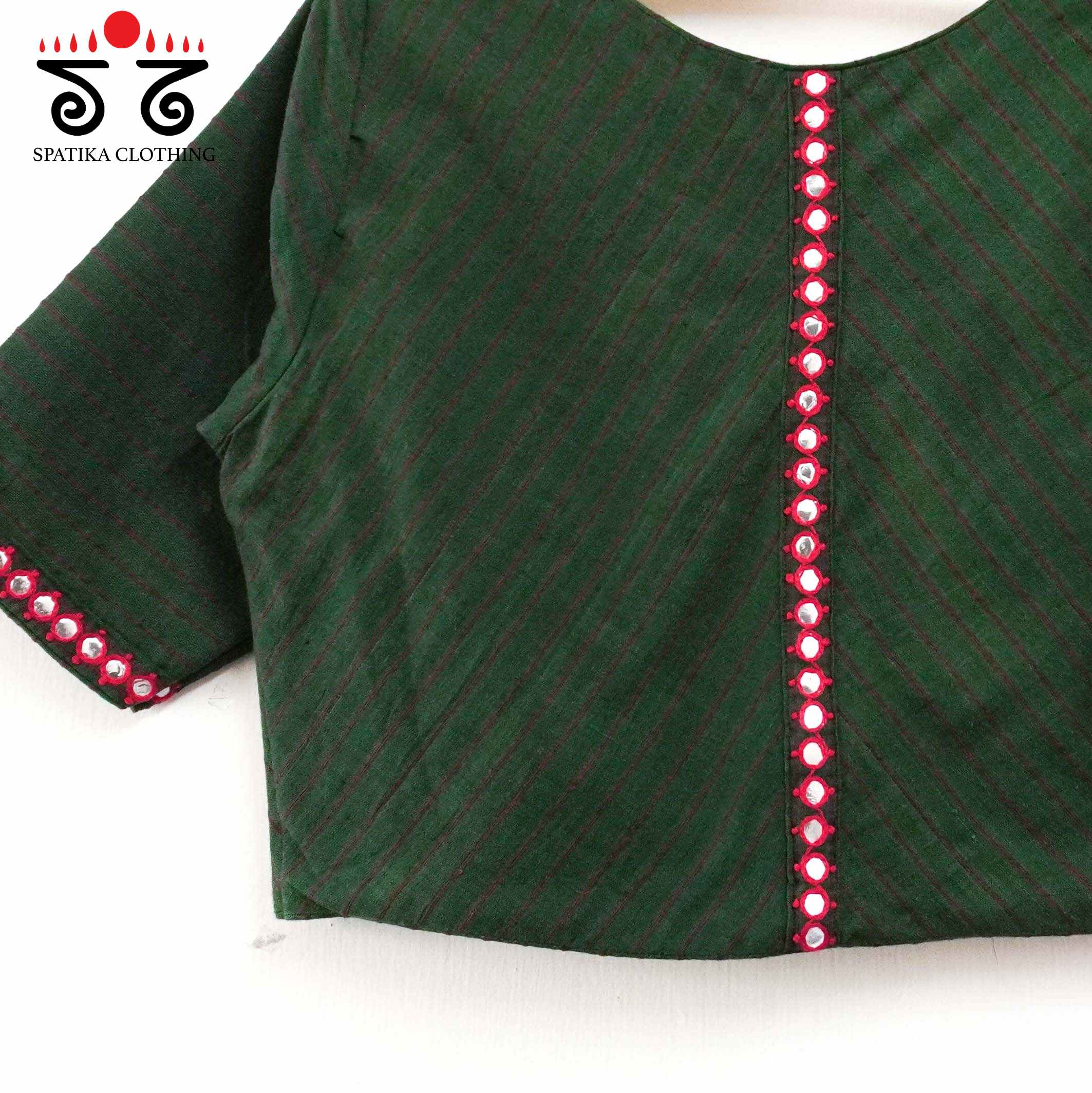 Stripes & Mirrors - Green New handcrafted Blouse