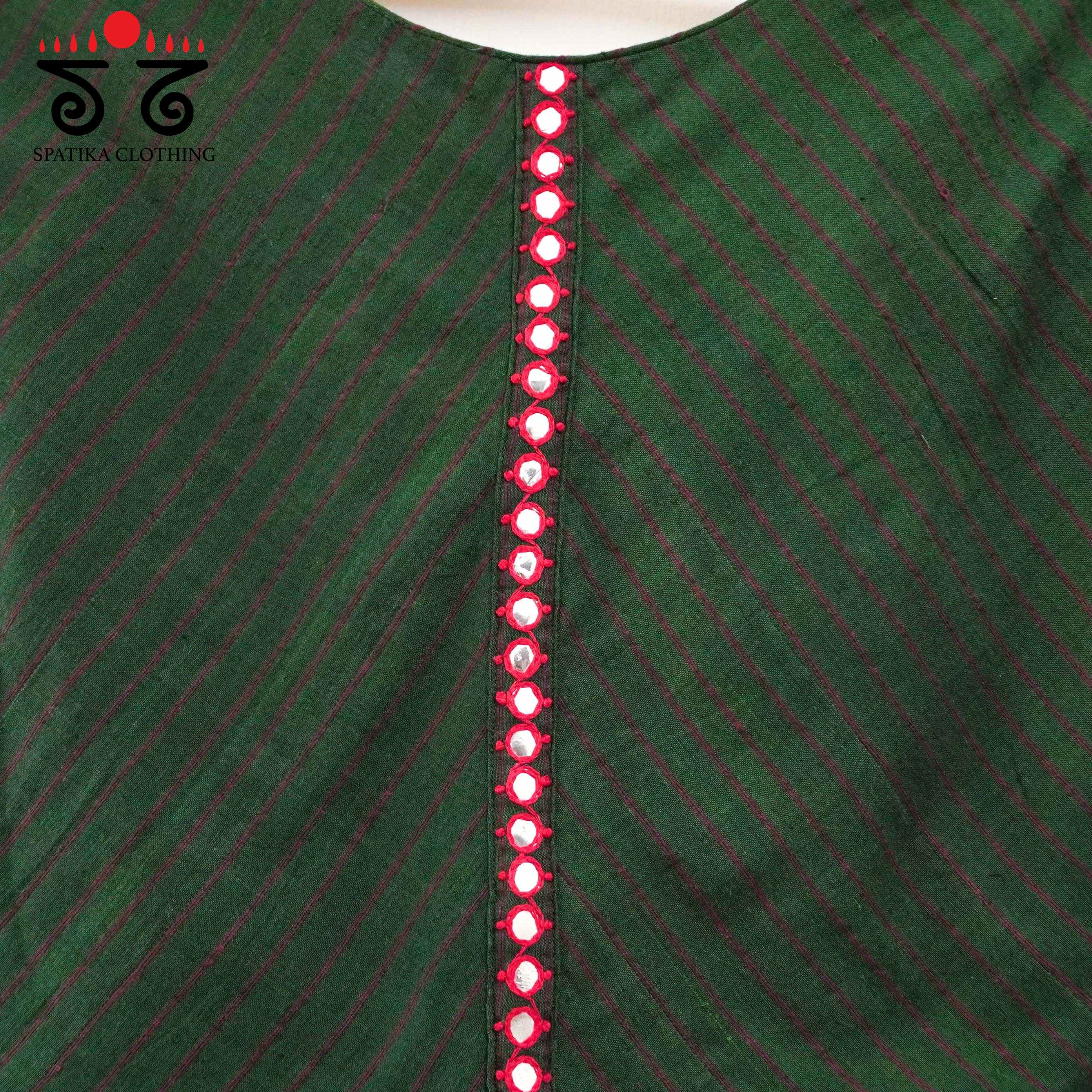 Stripes & Mirrors - Green New handcrafted Blouse
