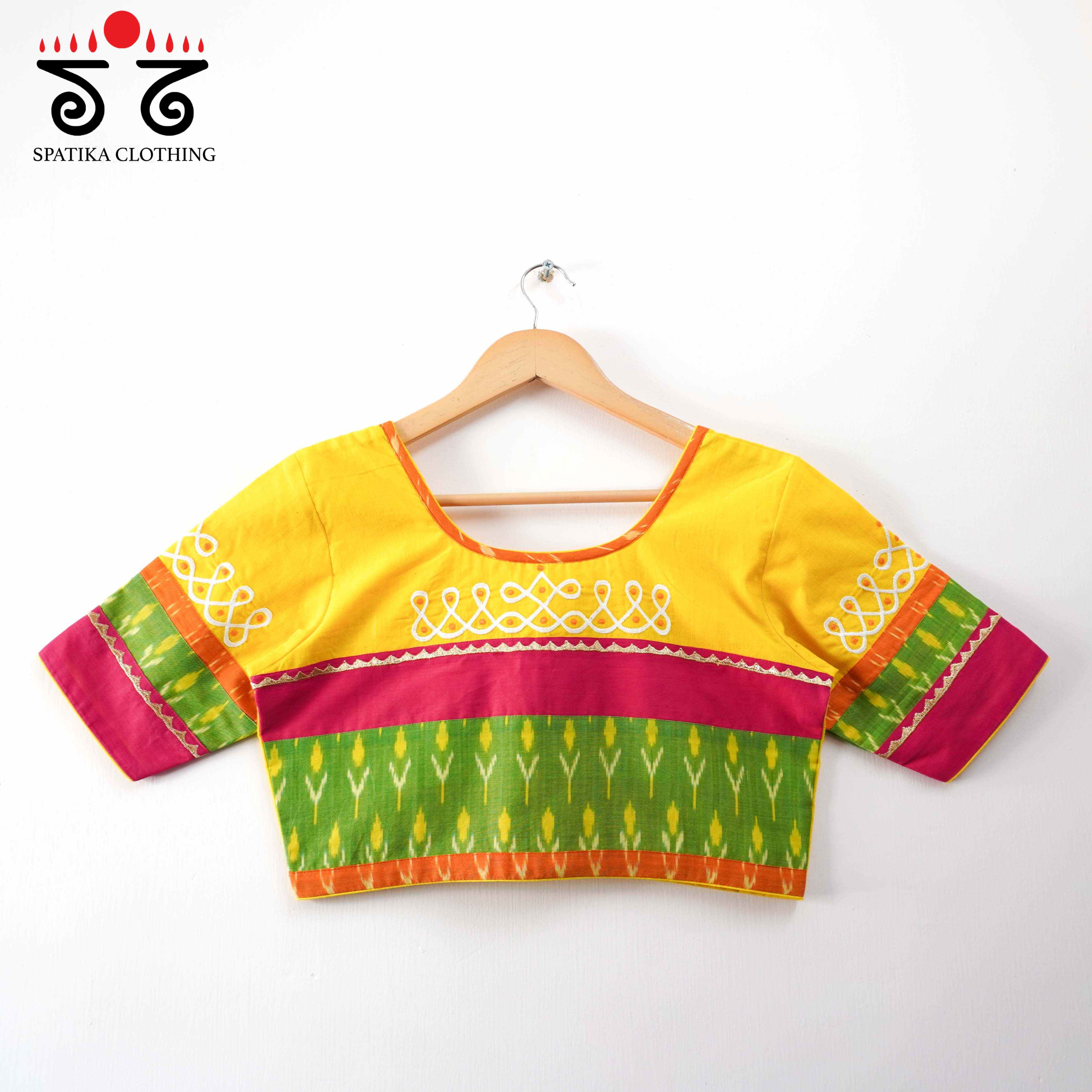 Yellow Prabhavati Kolam Handcrafted Blouse