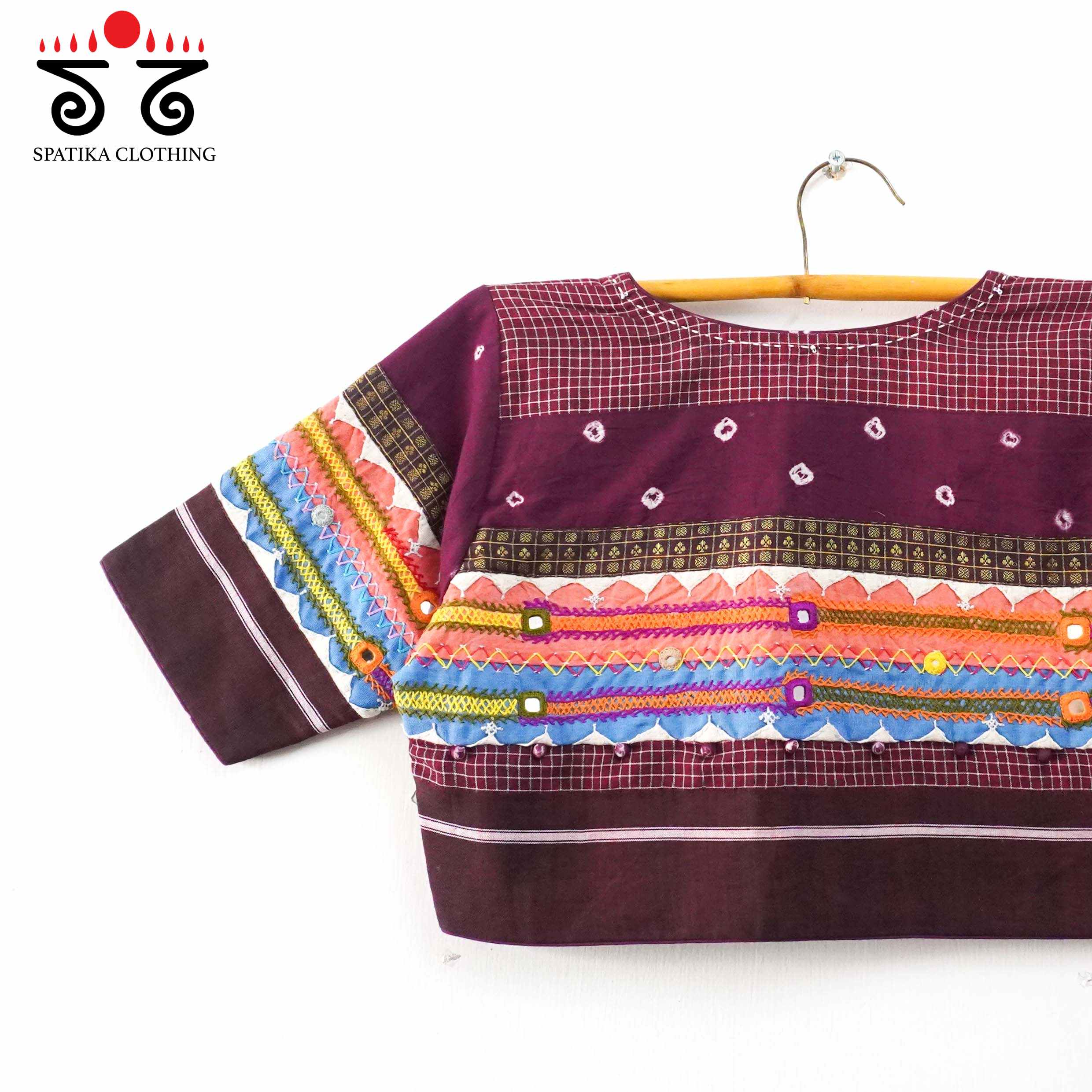 The Patteda Anchu - Maroon Lambani Blouse