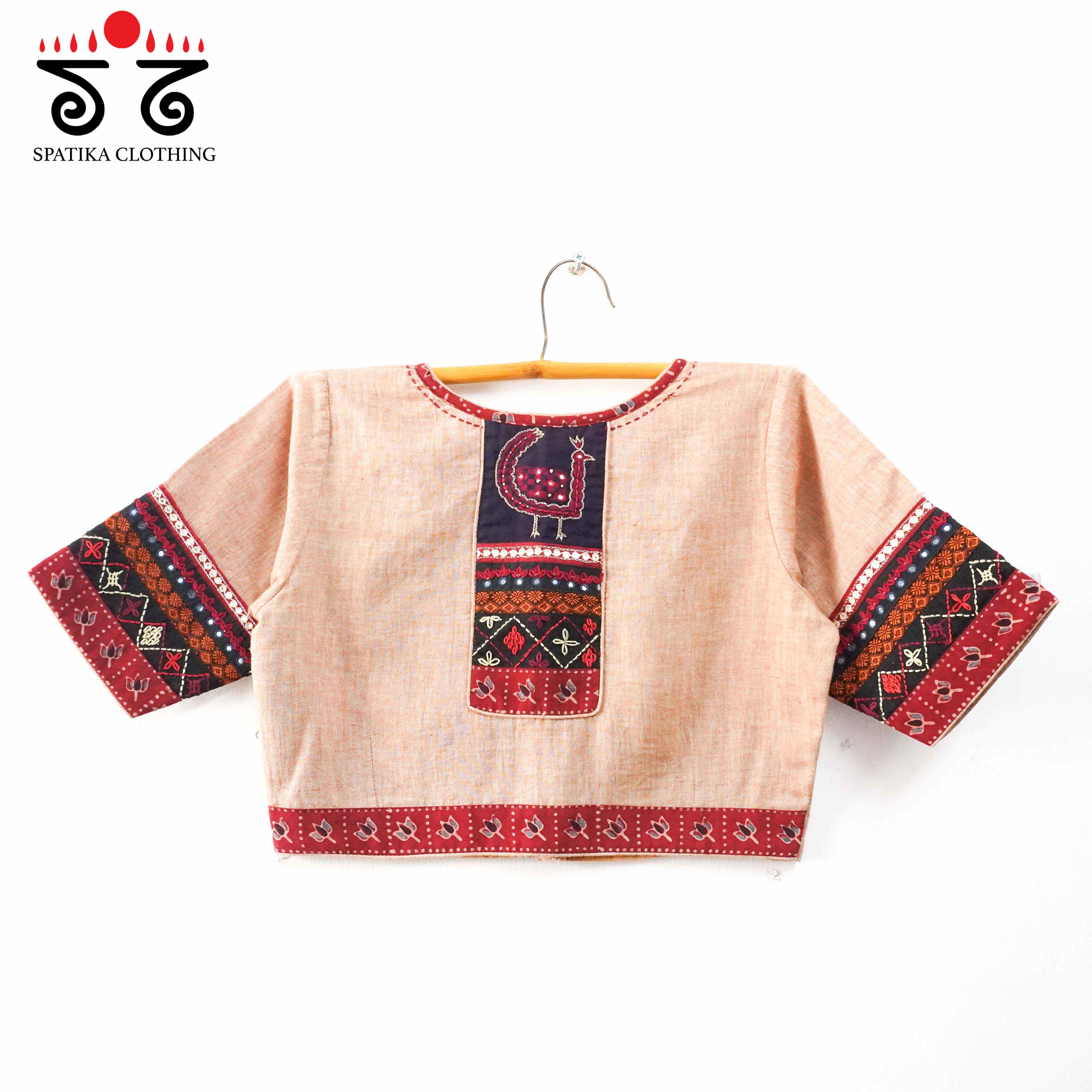 The Morni Peach Patchwork Blouse