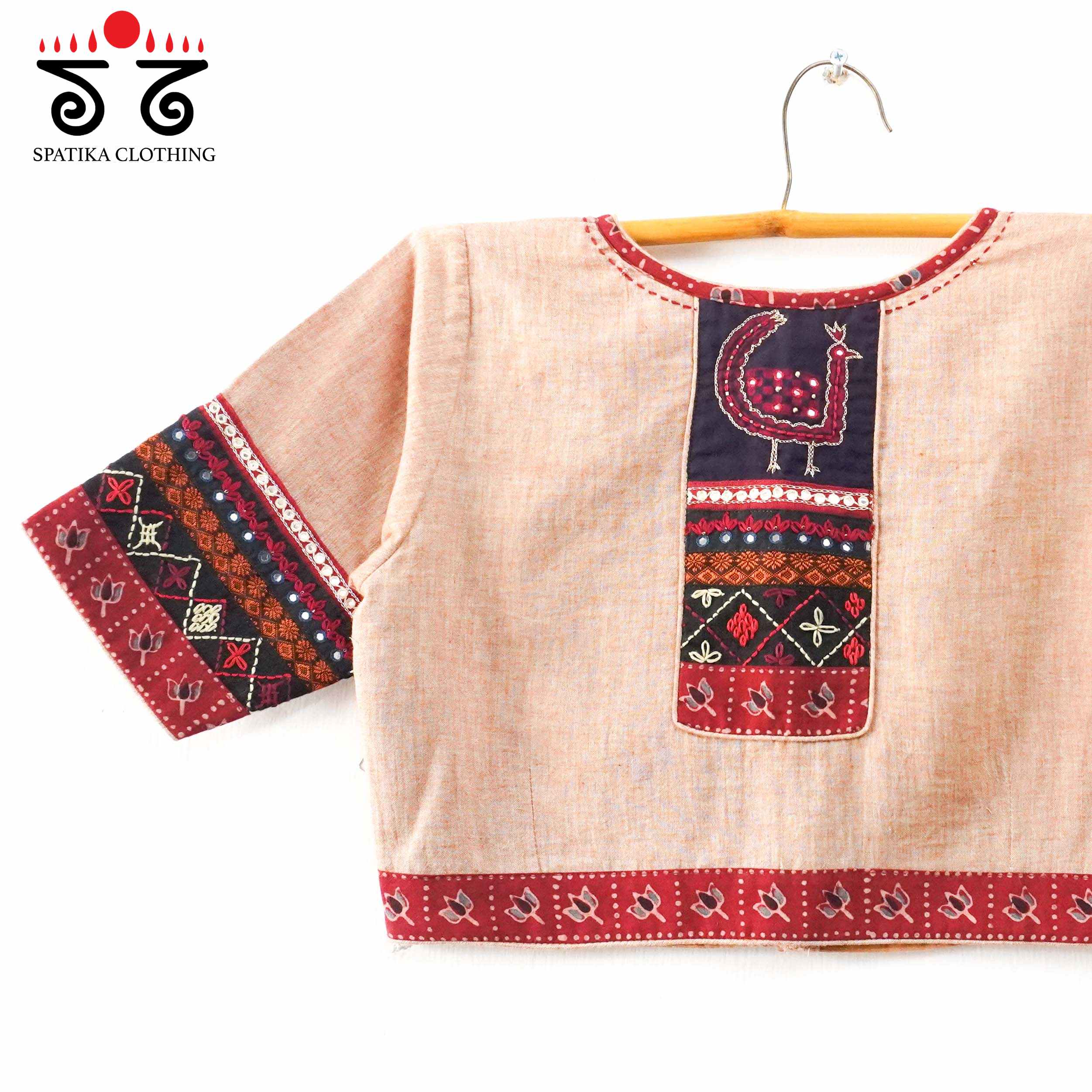 The Morni Peach Patchwork Blouse