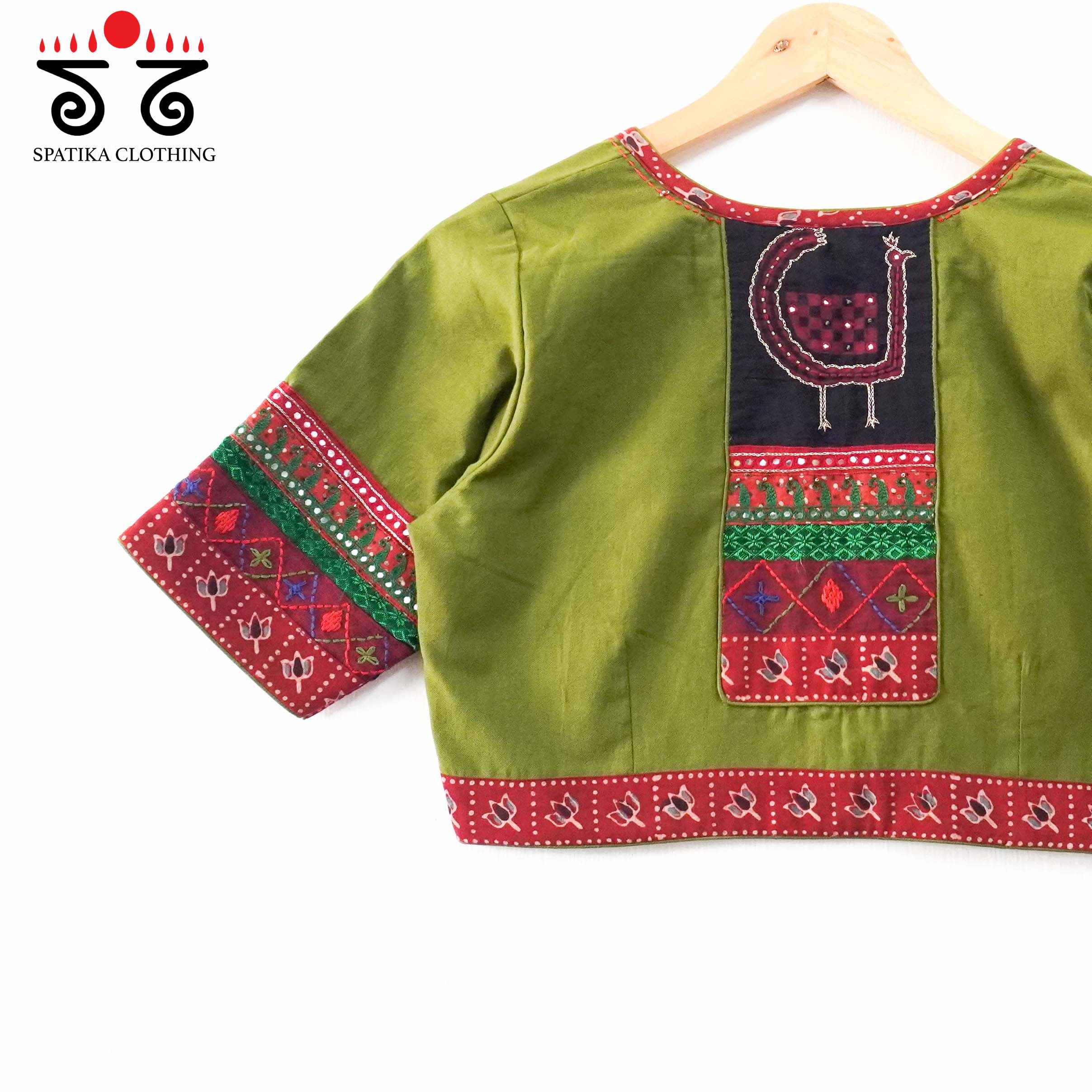 The Morni Green Patchwork Blouse