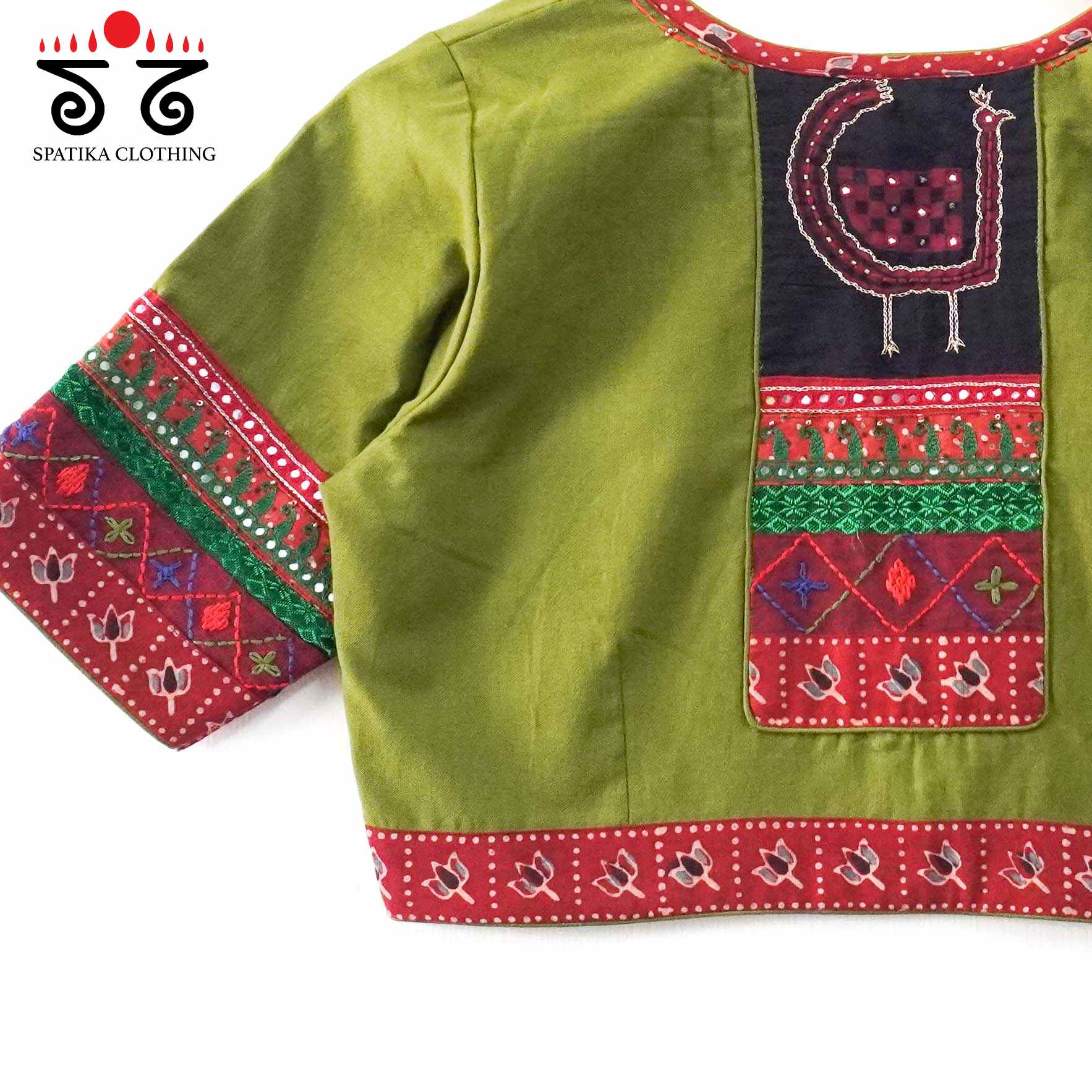 The Morni Green Patchwork Blouse