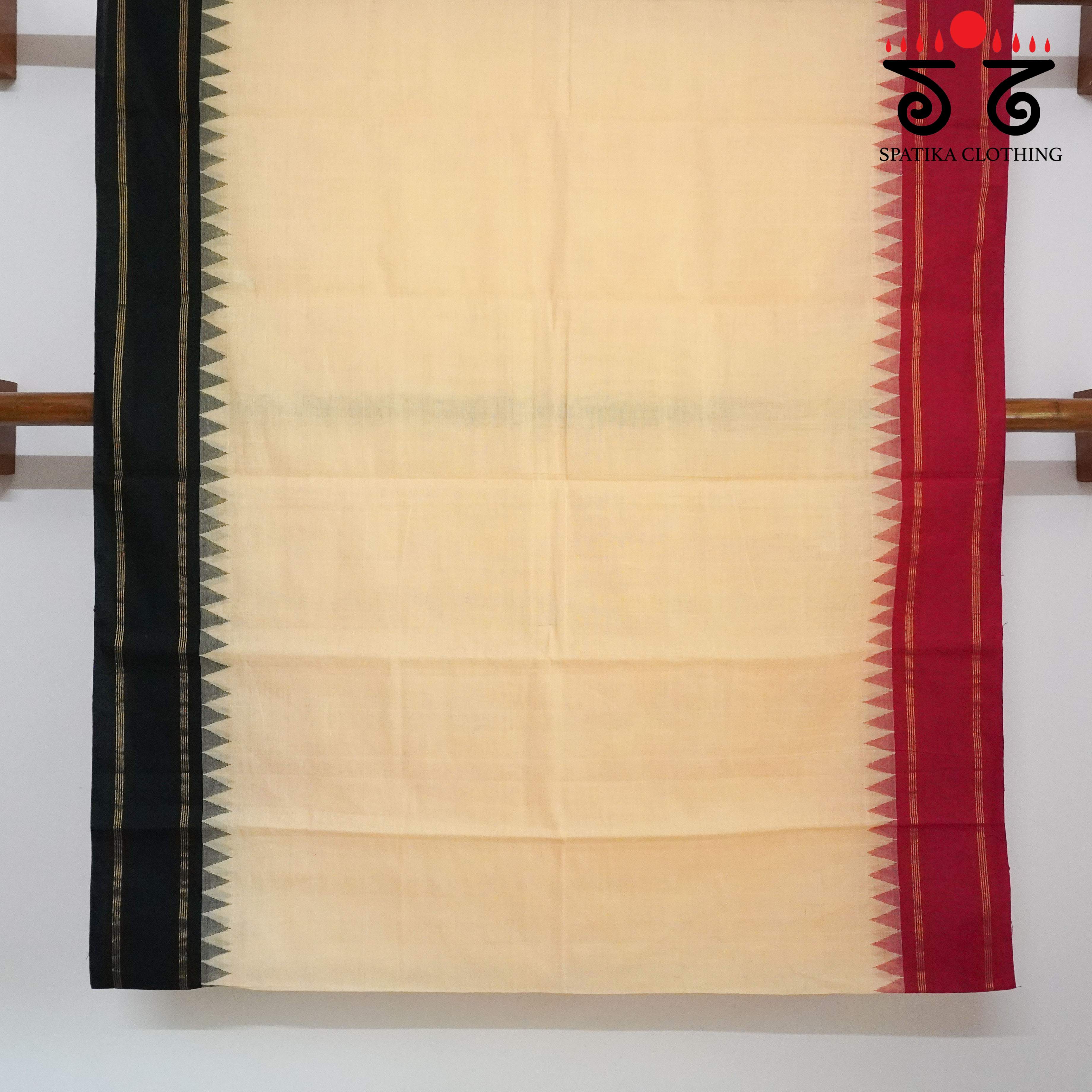 Peach Ponduru Handspun Cotton Saree