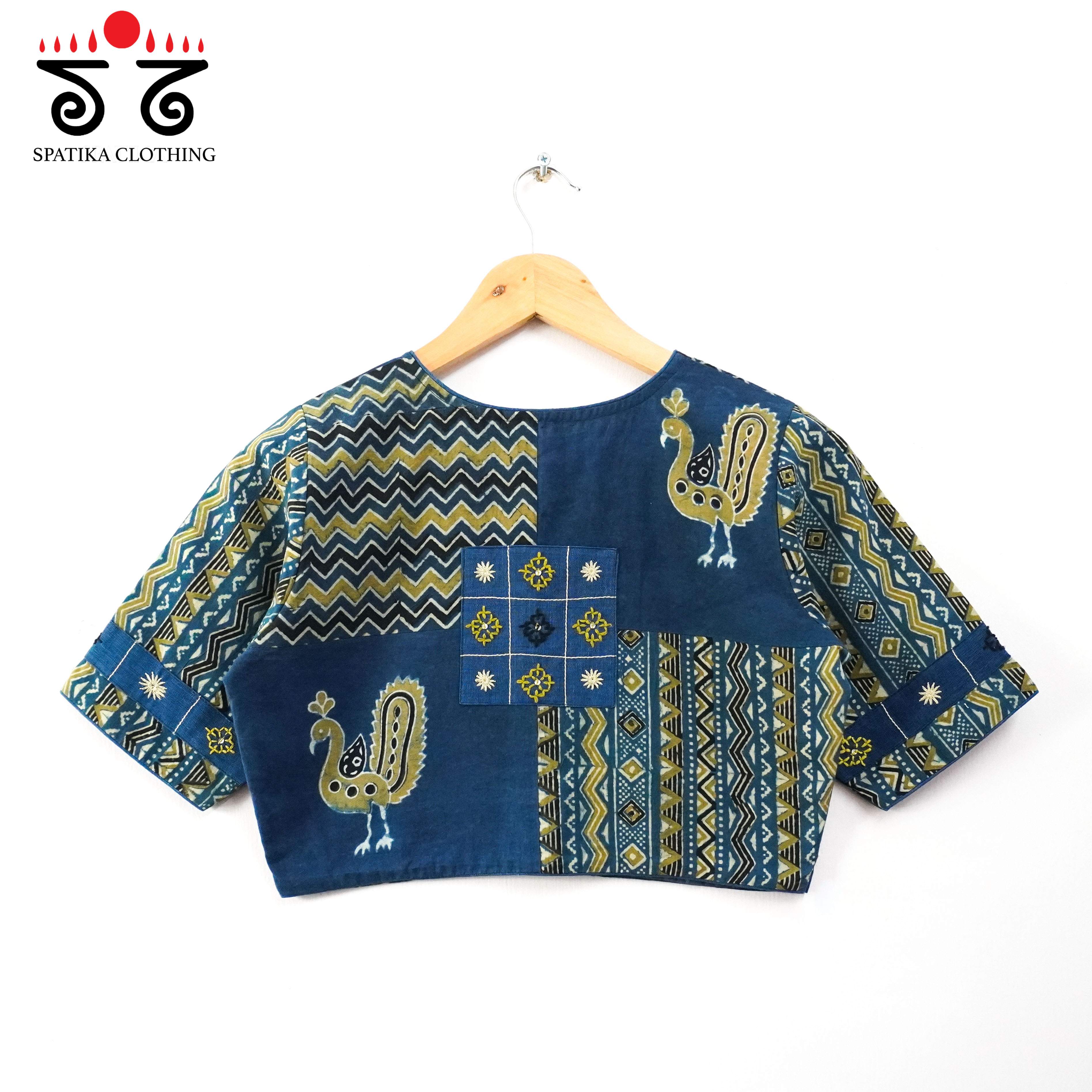 Blue Morni Collage-Handcrafted Blouse