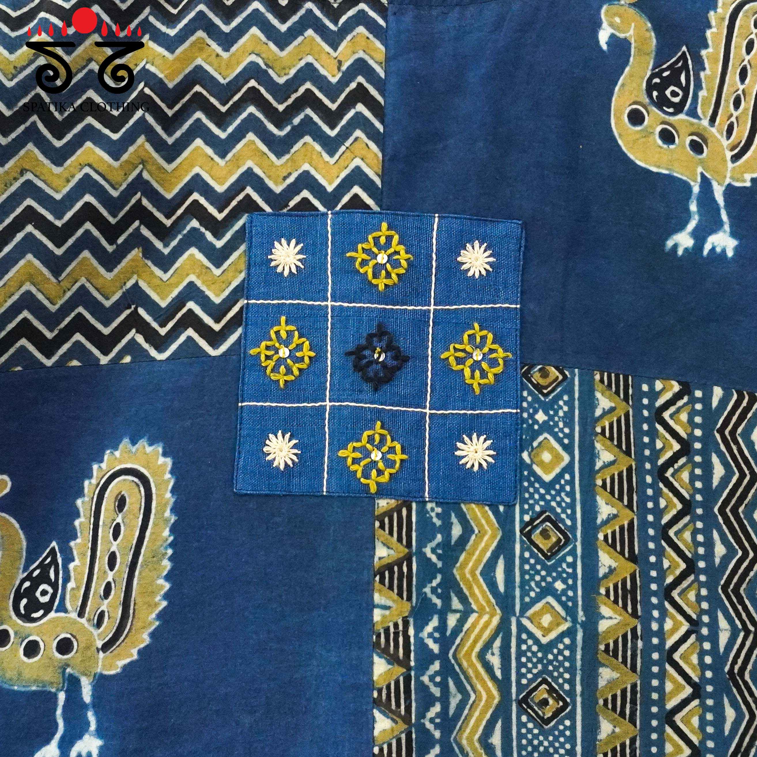Blue Morni Collage-Handcrafted Blouse
