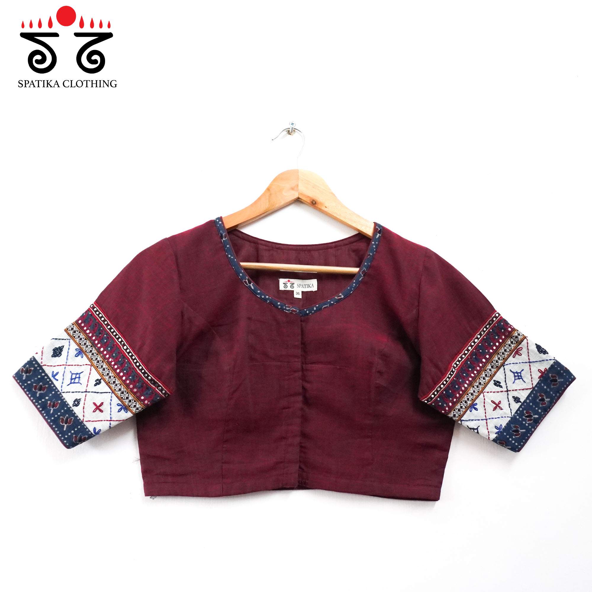 The Morni Maroon Patchwork Blouse