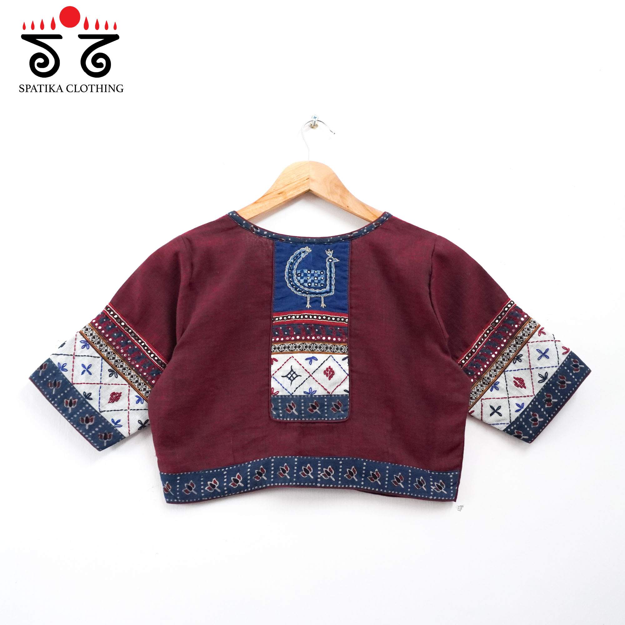 The Morni Maroon Patchwork Blouse