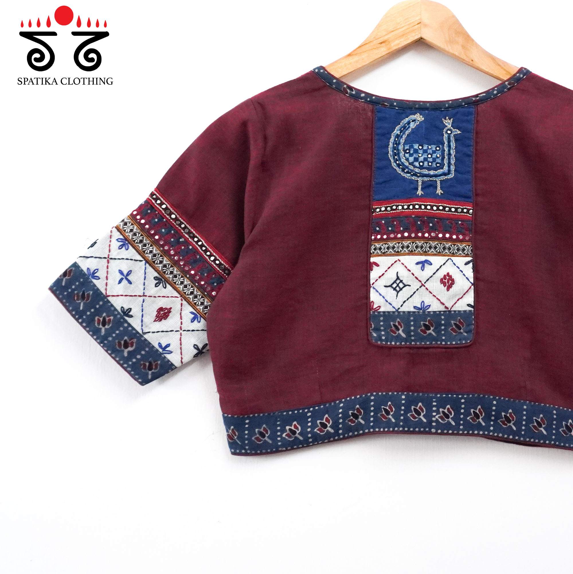 The Morni Maroon Patchwork Blouse