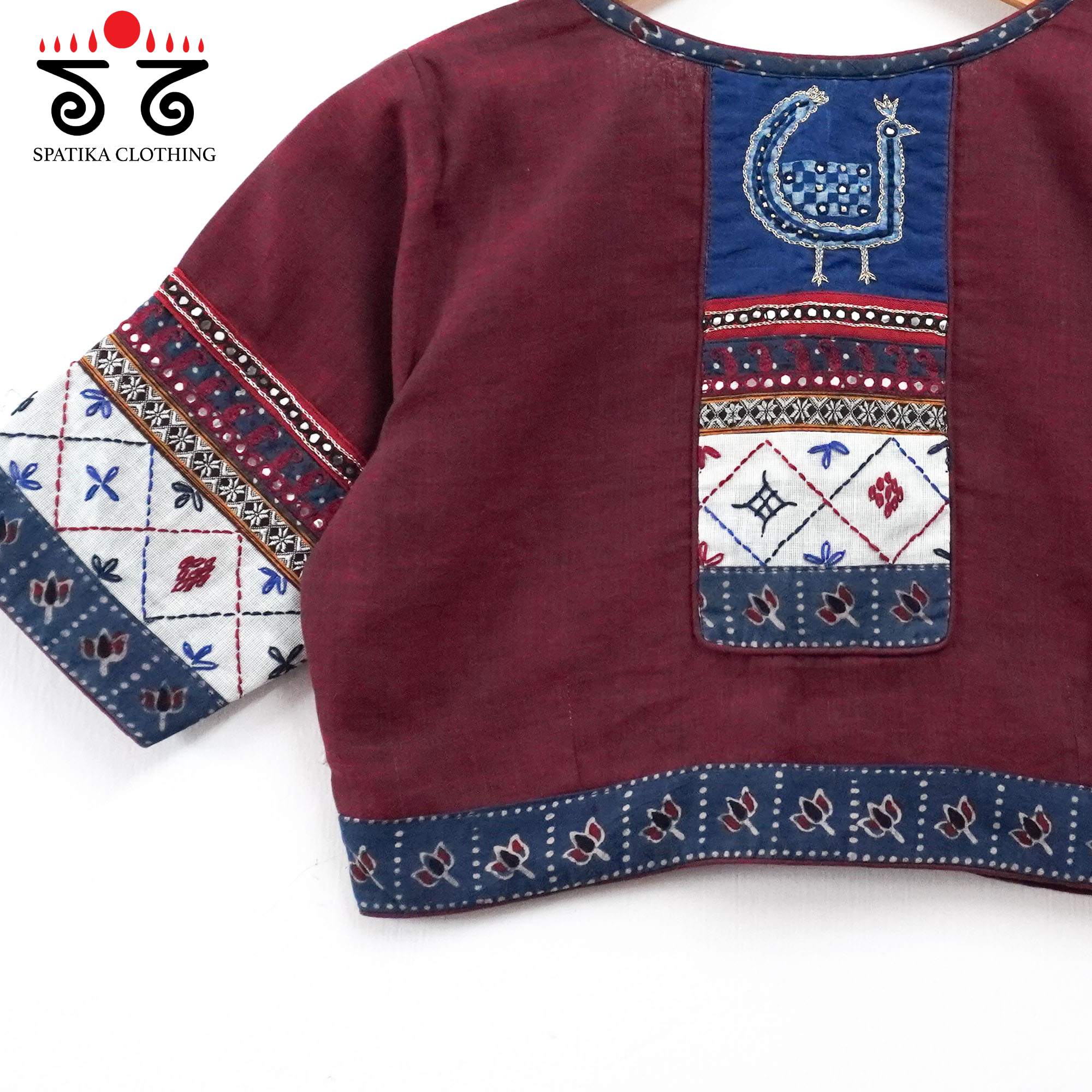 The Morni Maroon Patchwork Blouse