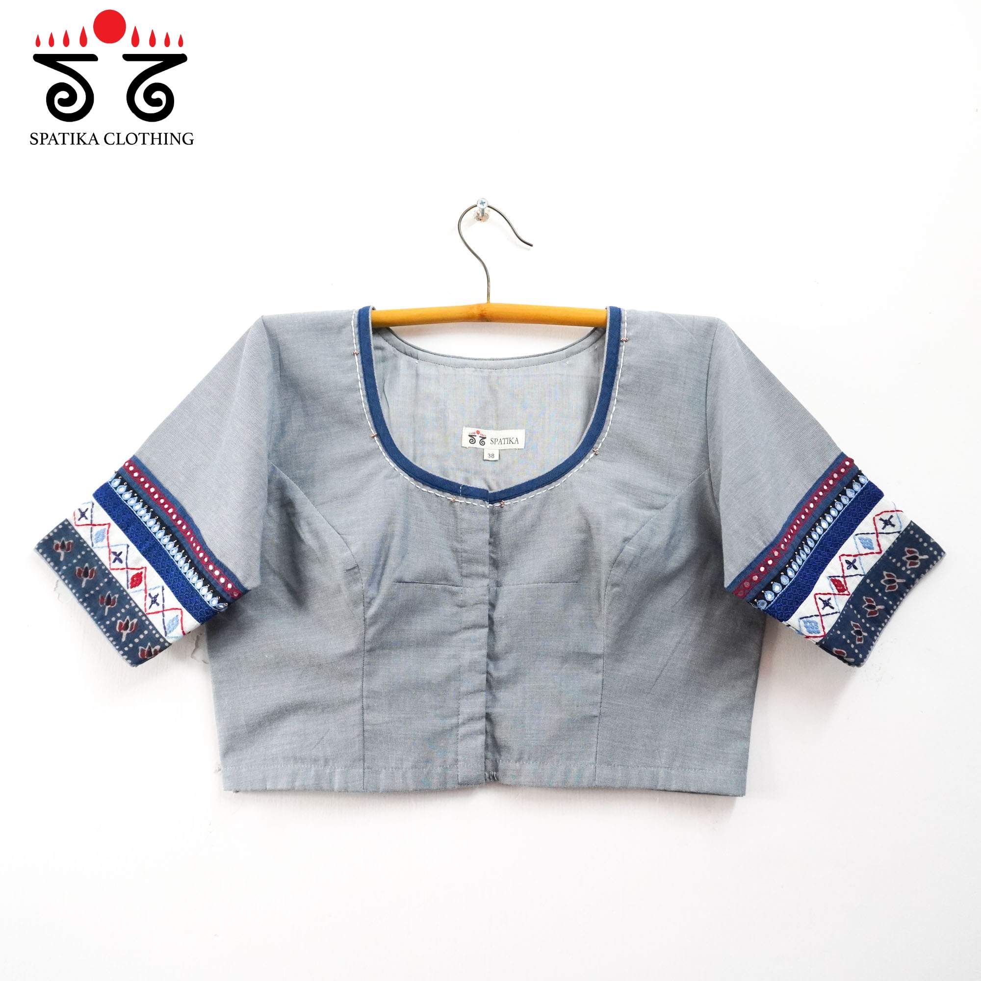 The Morni Blue Patchwork Blouse