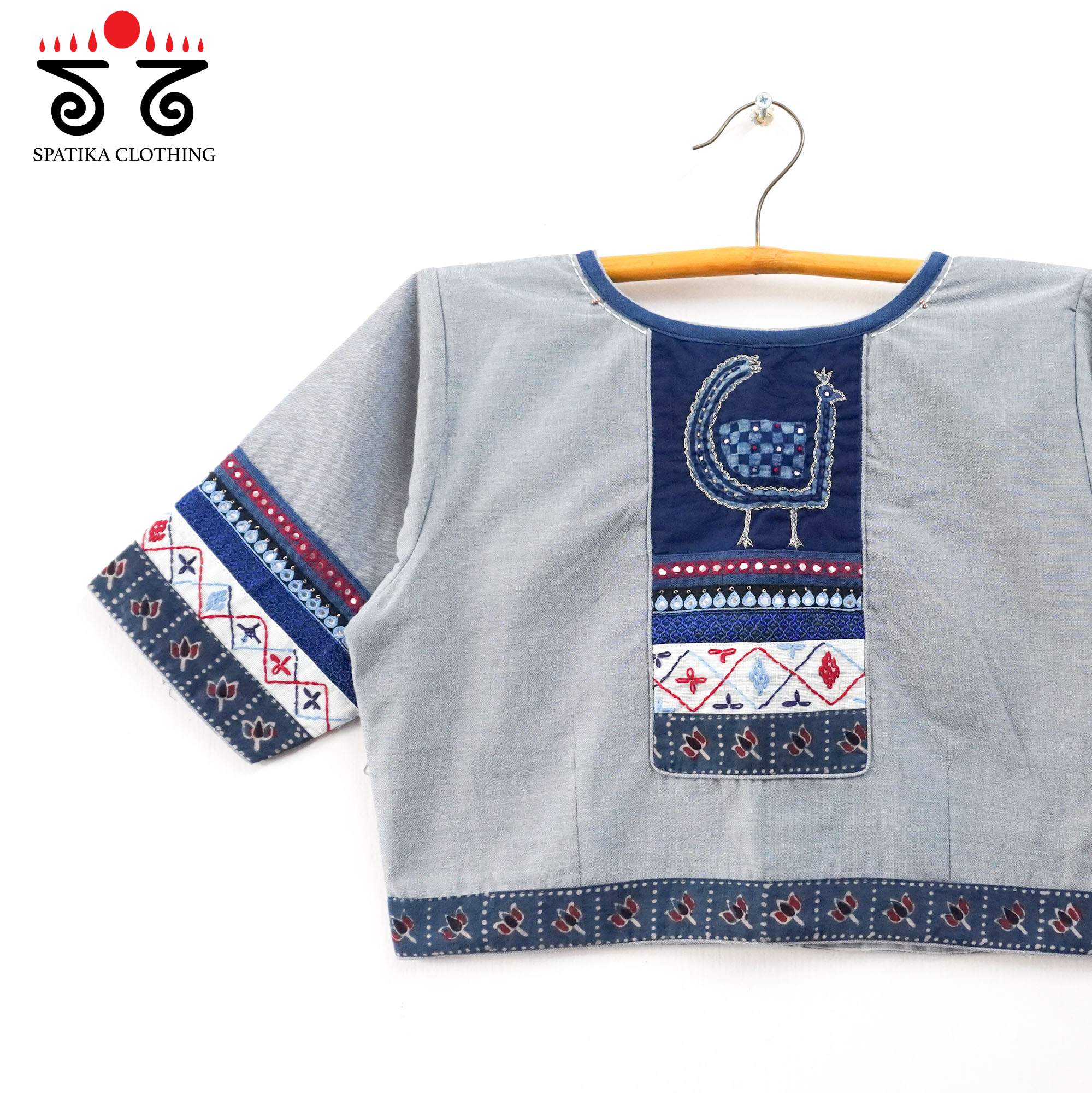 The Morni Blue Patchwork Blouse