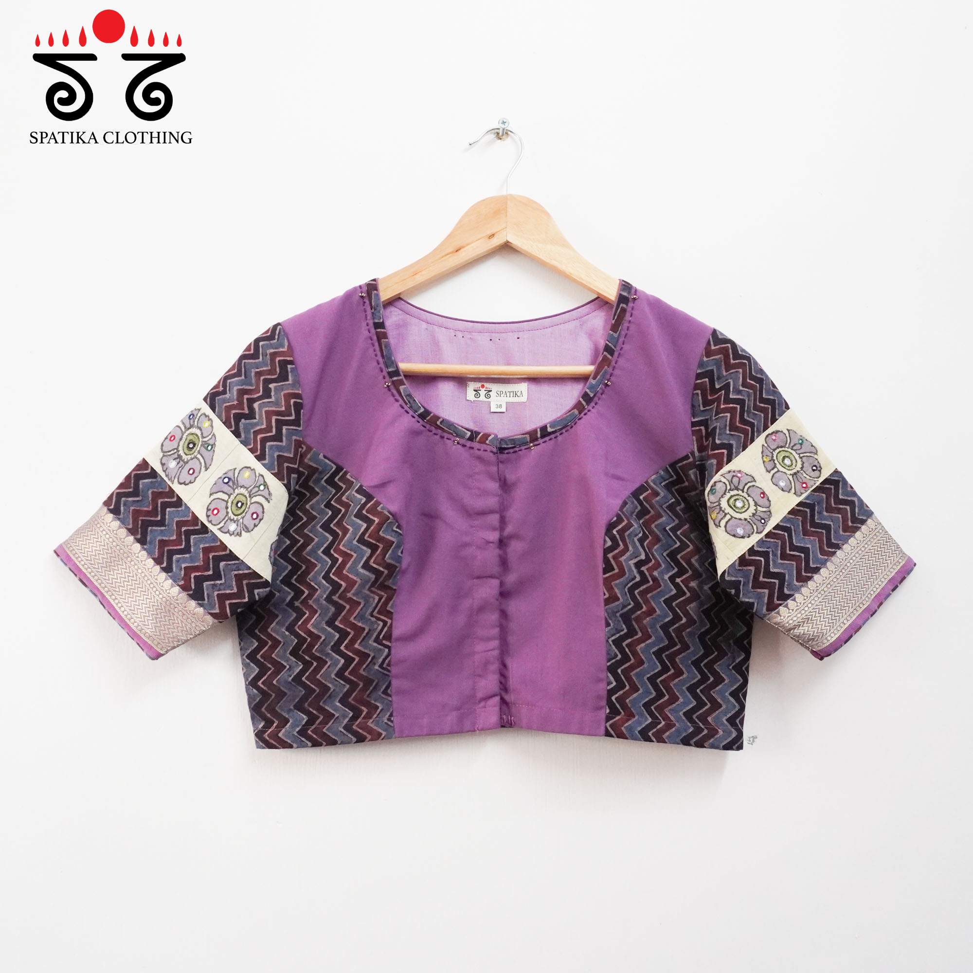 Violet Pen Kalamkari - Handcrafted Blouse