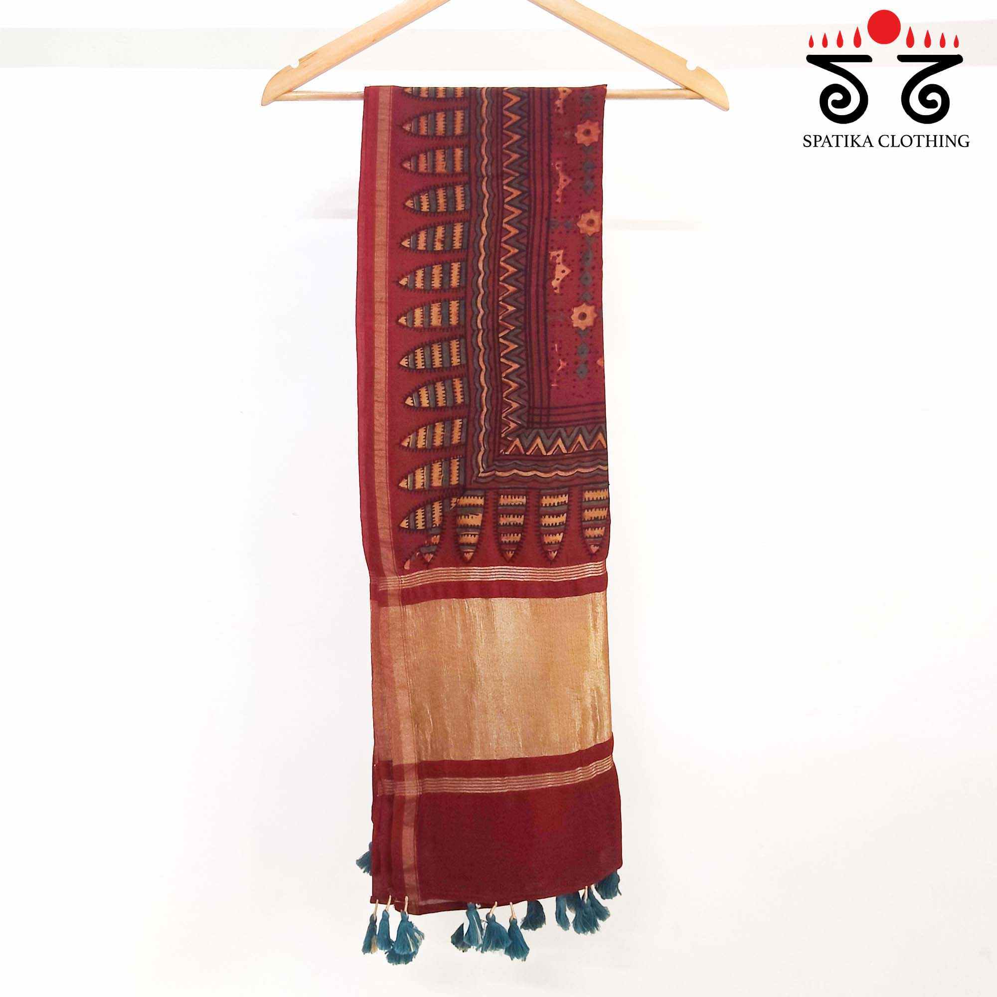 Ajrakh Zari Pallu Dupatta