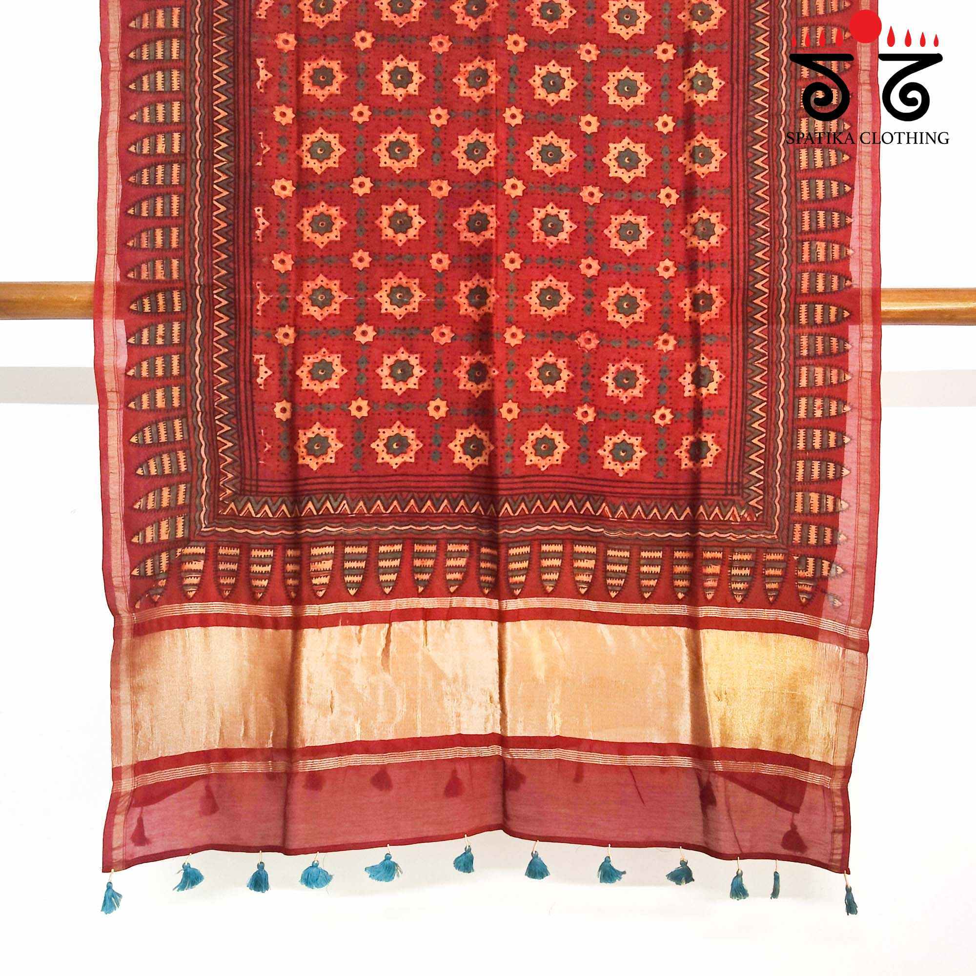 Ajrakh Zari Pallu Dupatta