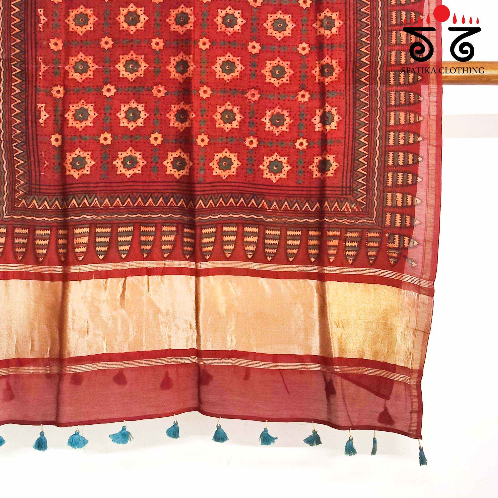 Ajrakh Zari Pallu Dupatta