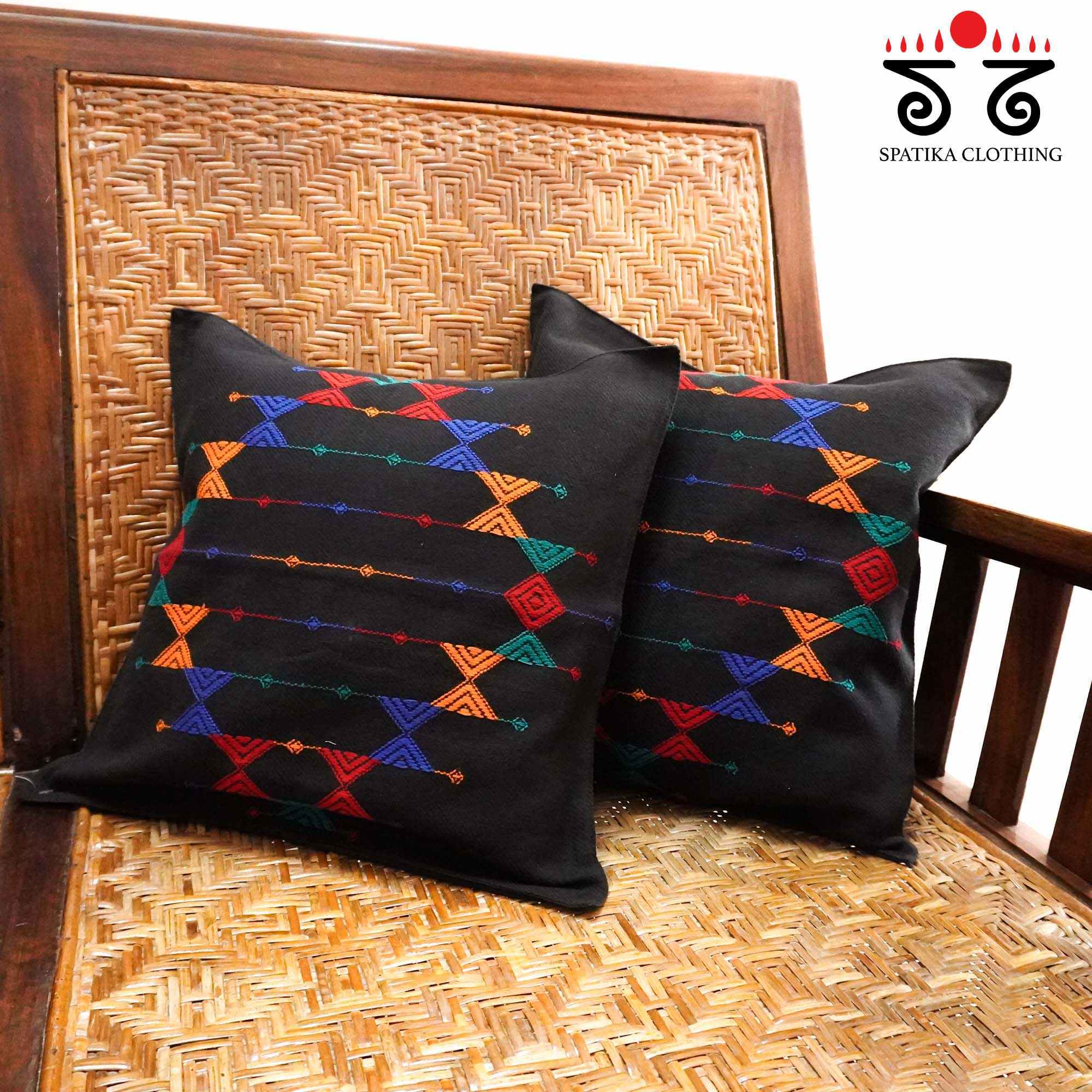 Black Handcrafted Cushion Cover - Set of Two!