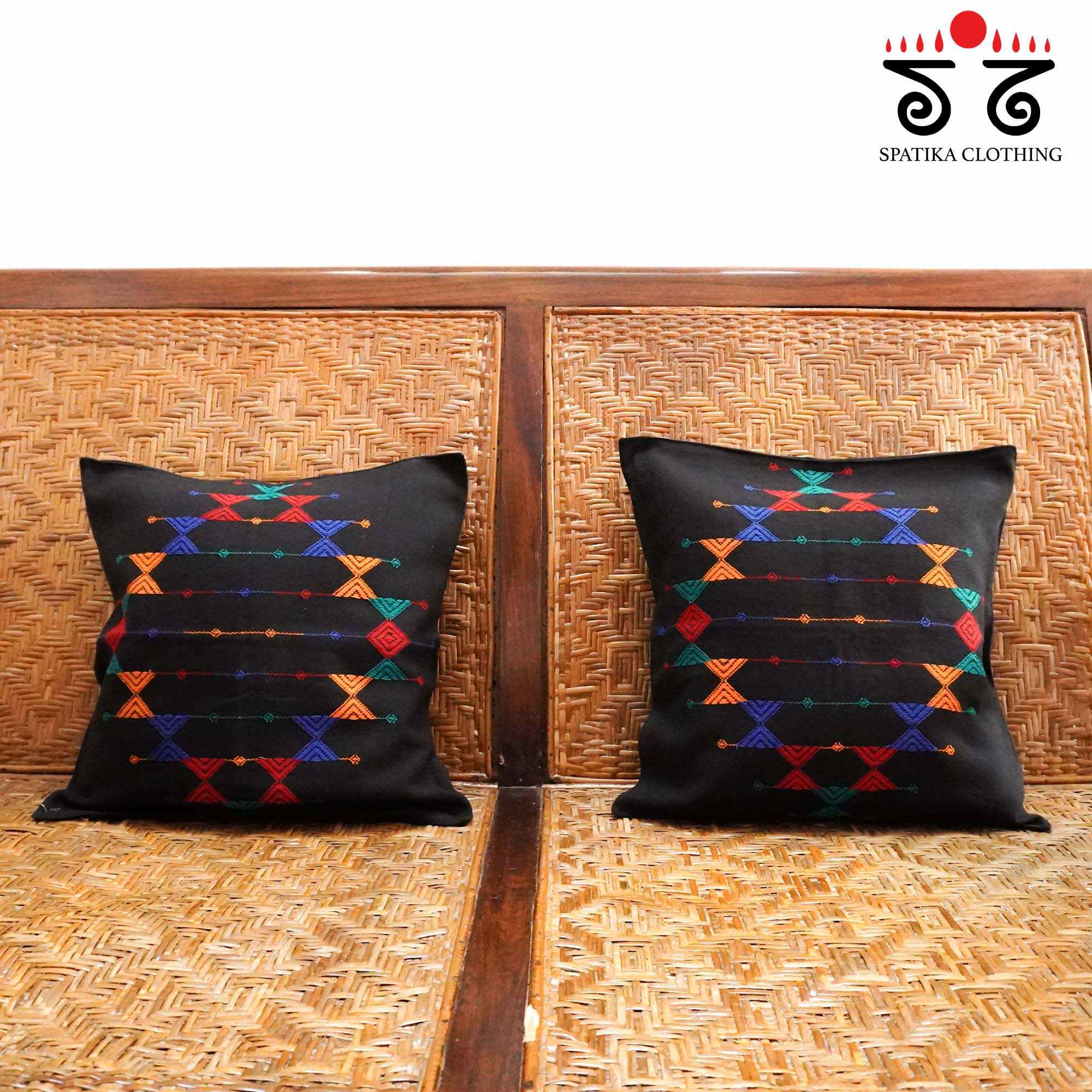 Black Handcrafted Cushion Cover - Set of Two!
