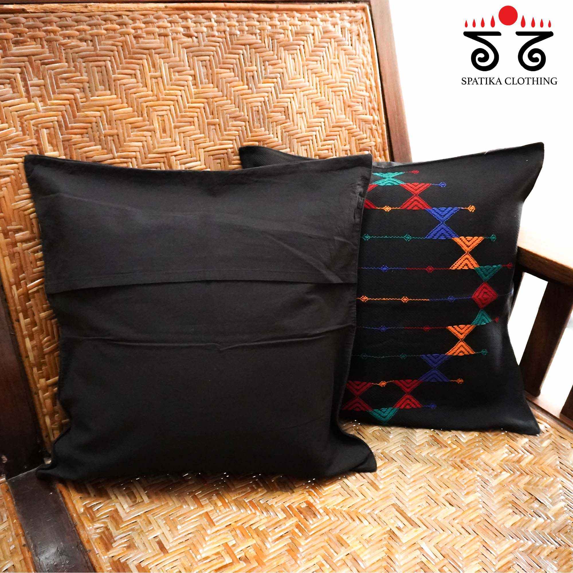 Black Handcrafted Cushion Cover - Set of Two!