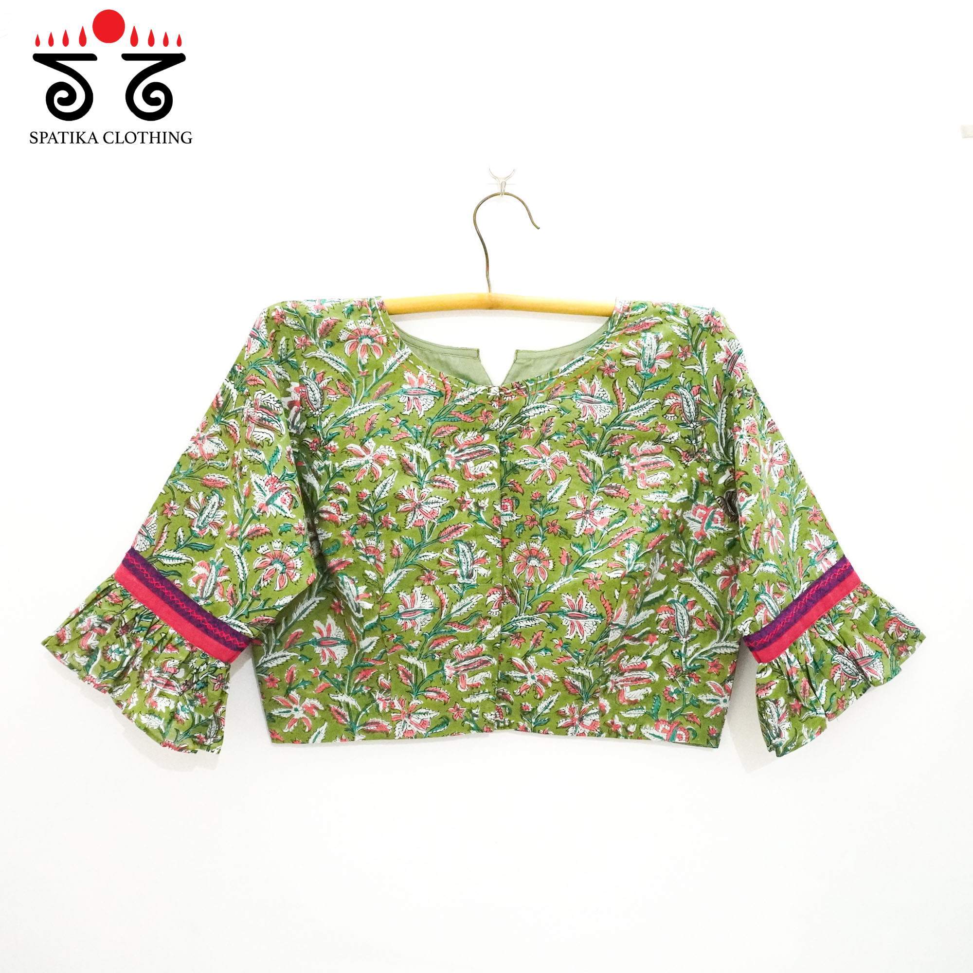 The Green Ruffle Sleeve Blouse