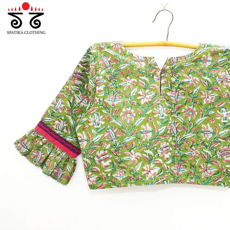 The Green Ruffle Sleeve Blouse