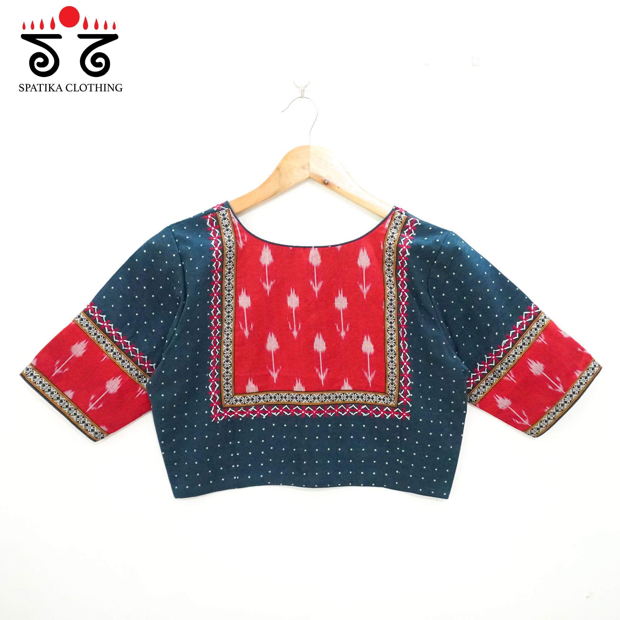 Blue Ajrak -  Ikat Hand Crafted Blouse