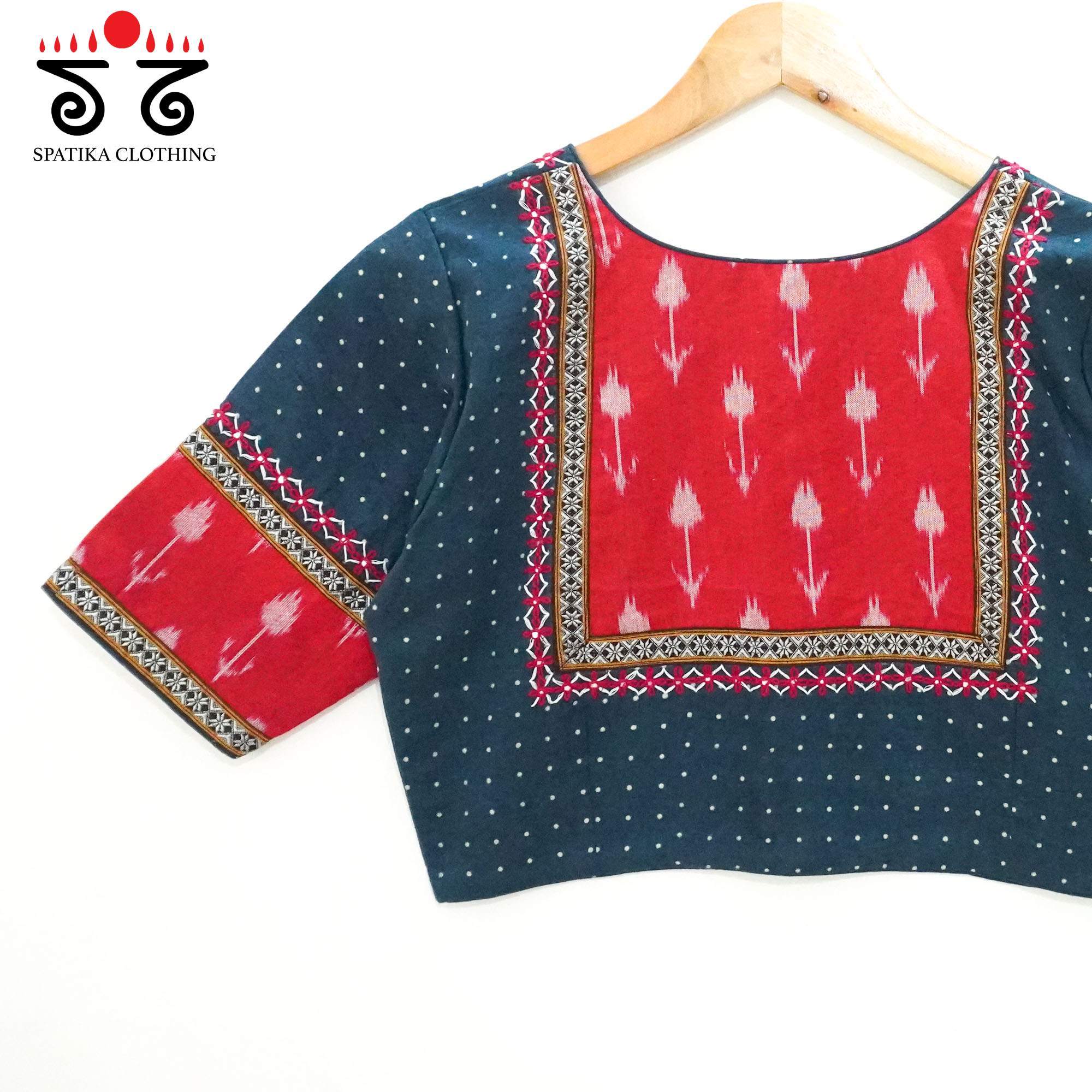 Blue Ajrak -  Ikat Hand Crafted Blouse