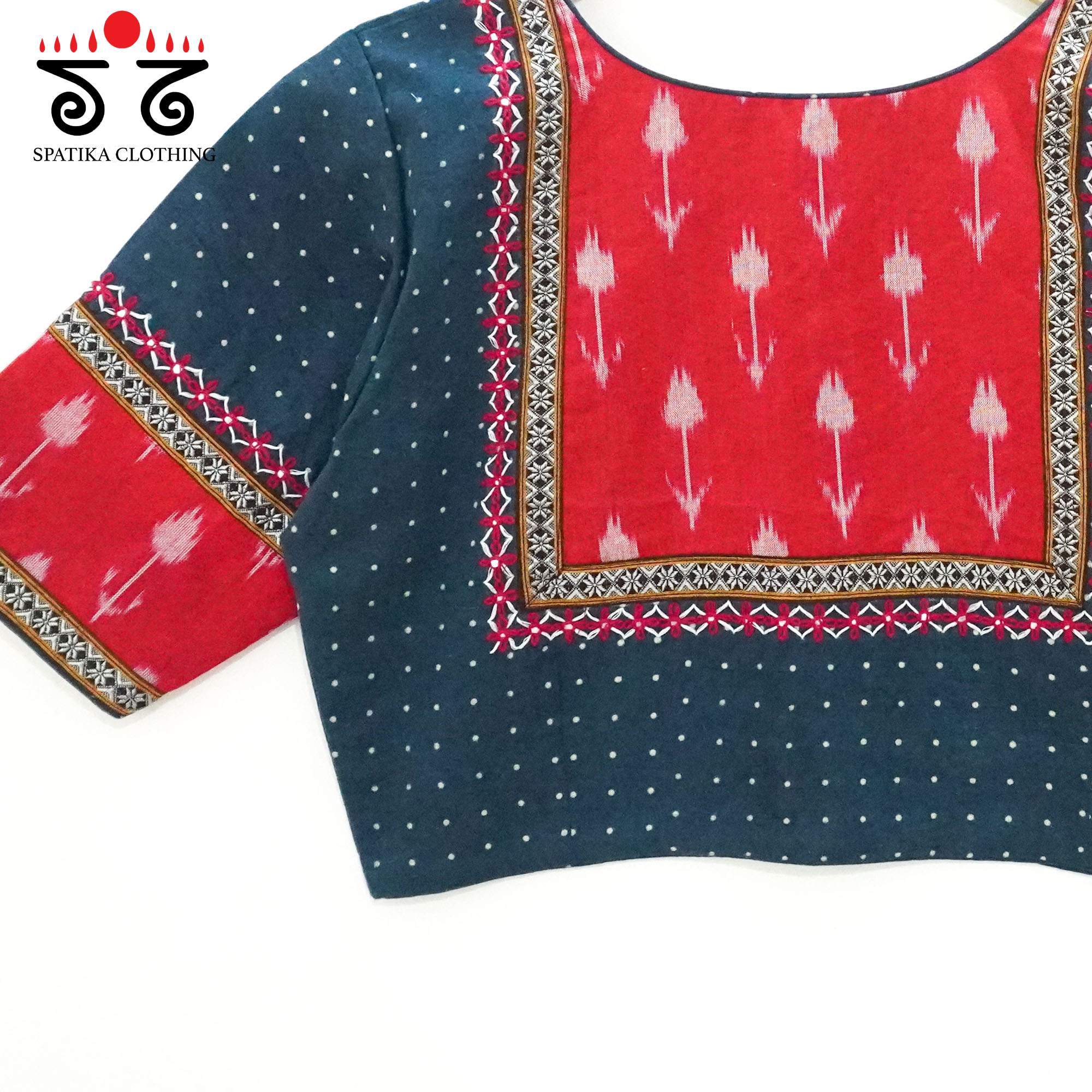Blue Ajrak -  Ikat Hand Crafted Blouse