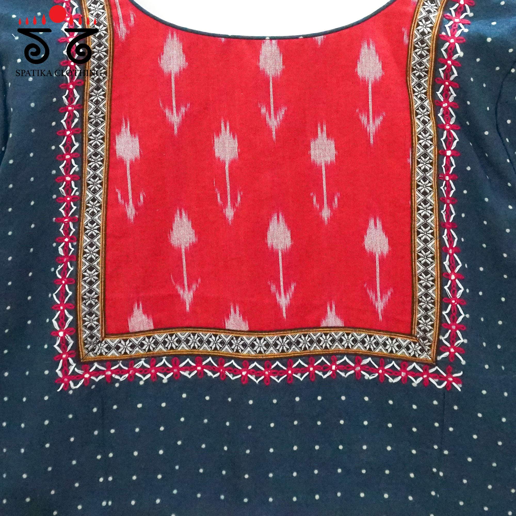 Blue Ajrak -  Ikat Hand Crafted Blouse