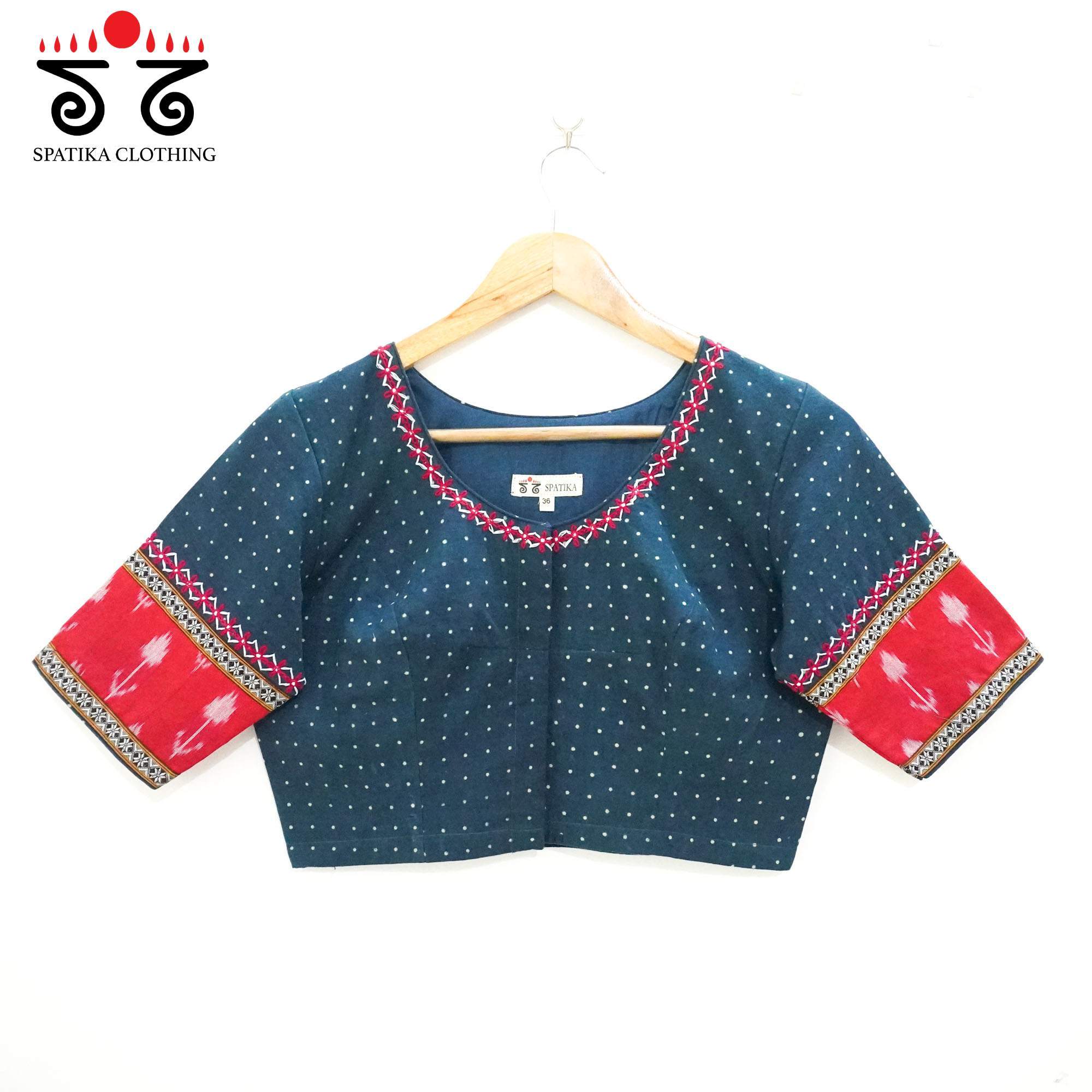 Blue Ajrak -  Ikat Hand Crafted Blouse