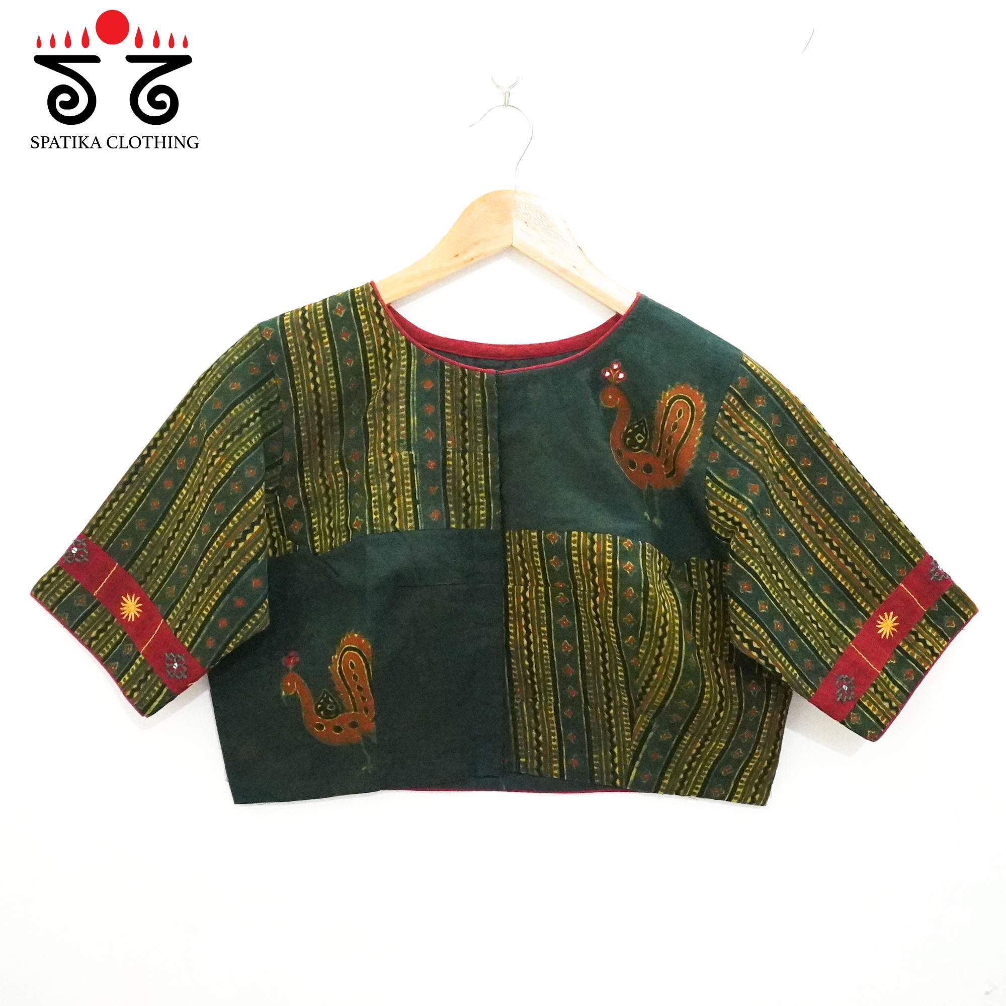 Green Morni Collage-Handcrafted Blouse