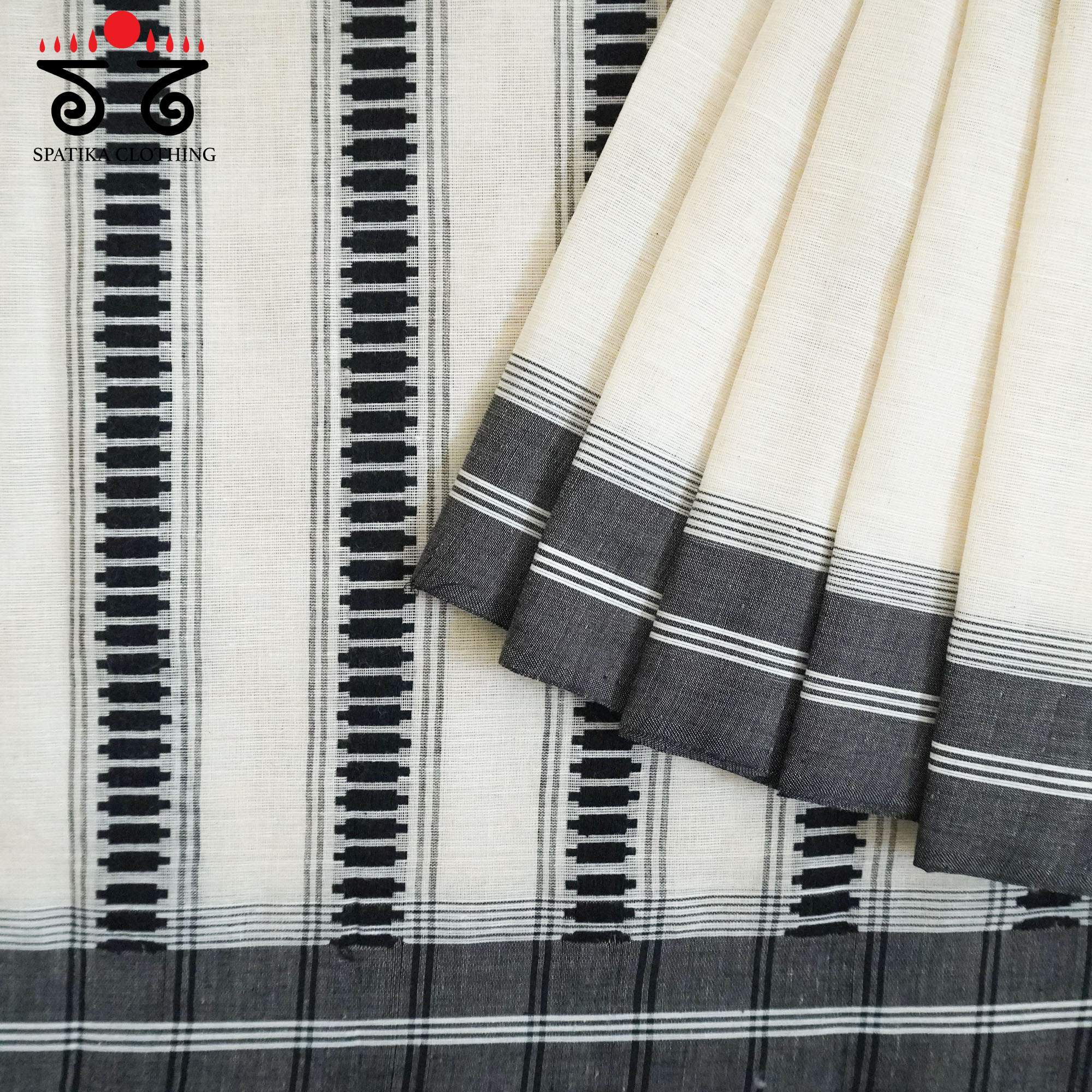 Begampur - Off-white Handwoven Cotton Saree New!
