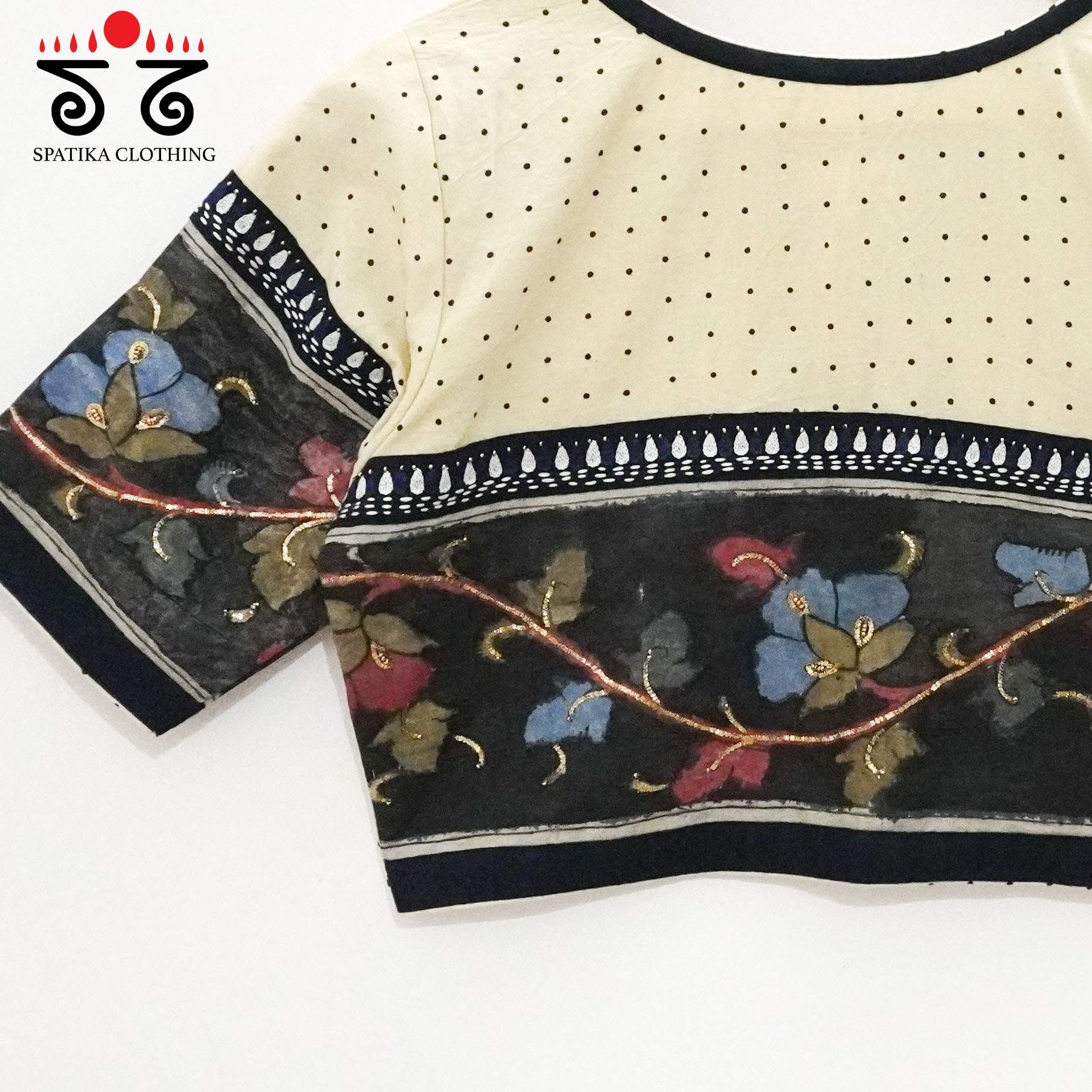 Off White Ajrak Pen Kalamkari - Handcrafted Blouse