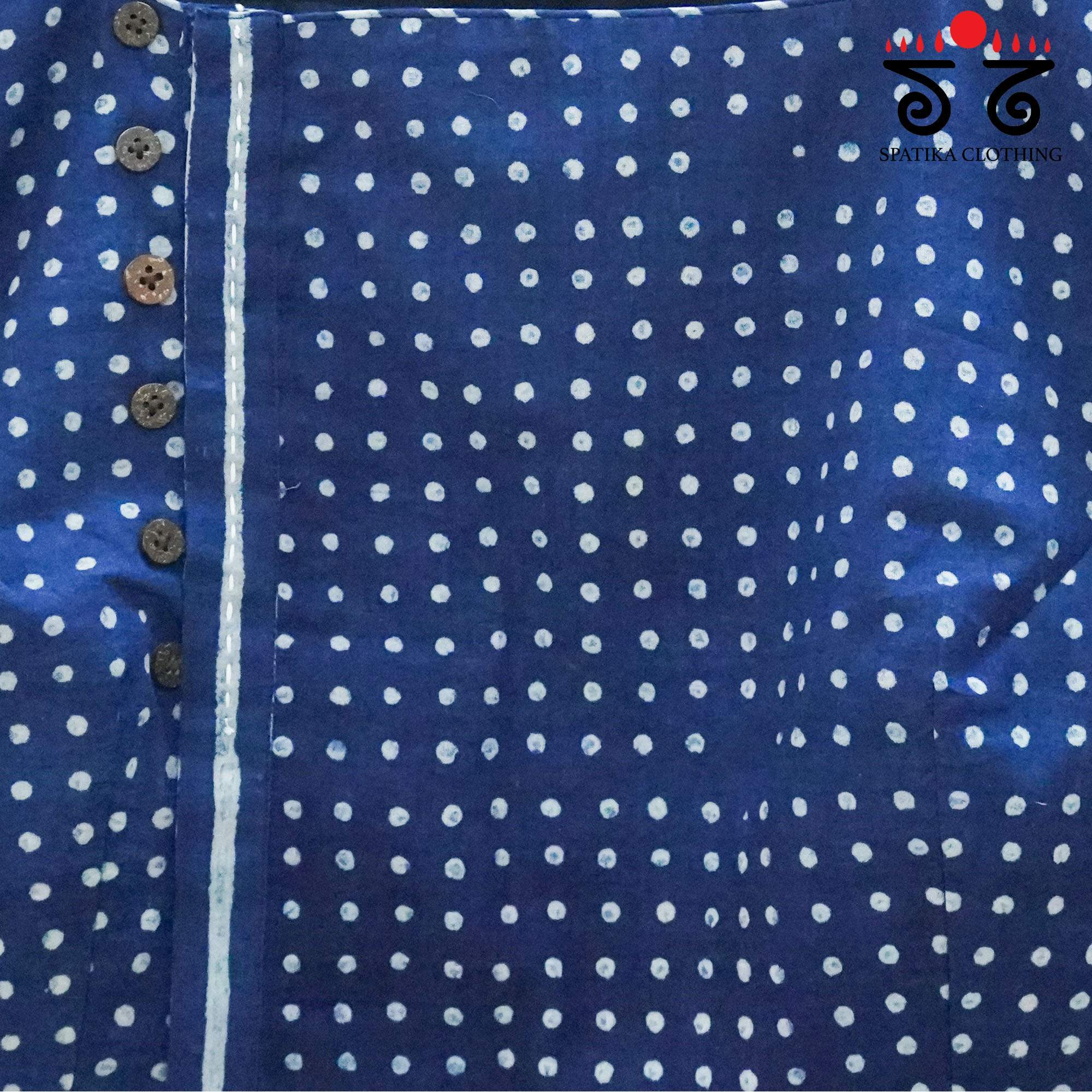 Blue Ajrak Side Closure Blouse