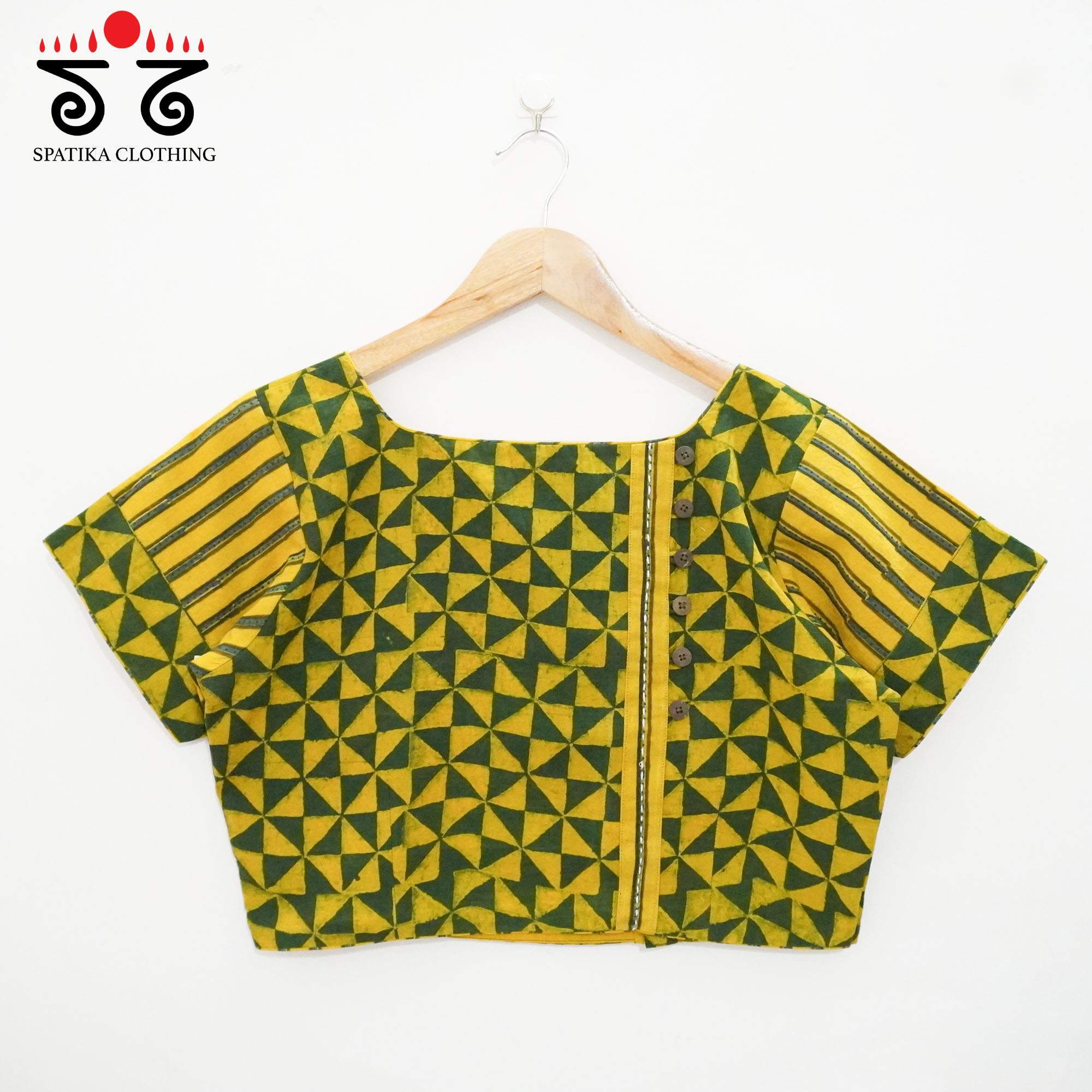 Green Ajrak Side Closure Blouse