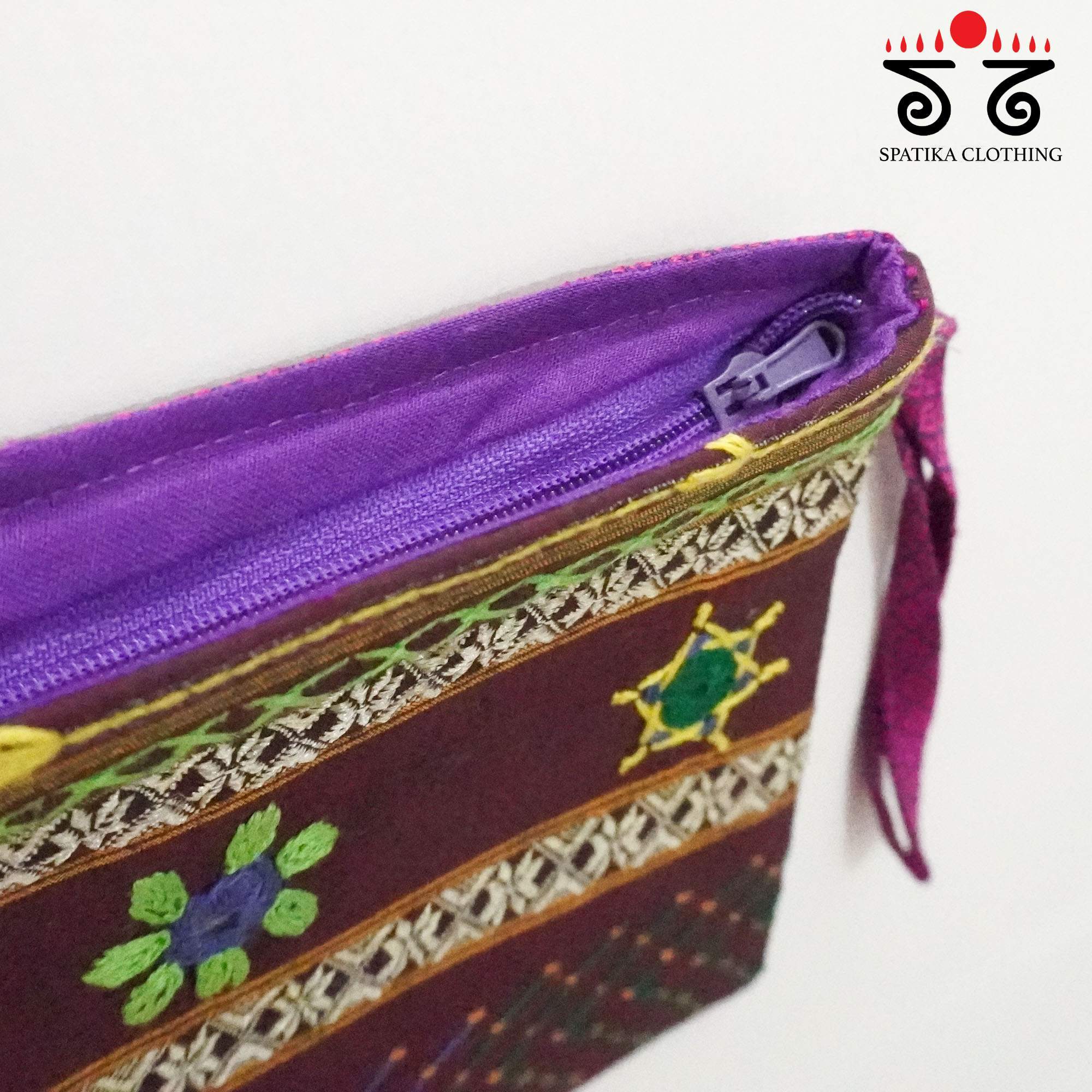 Brown Lambani Hand Embroidered Purse