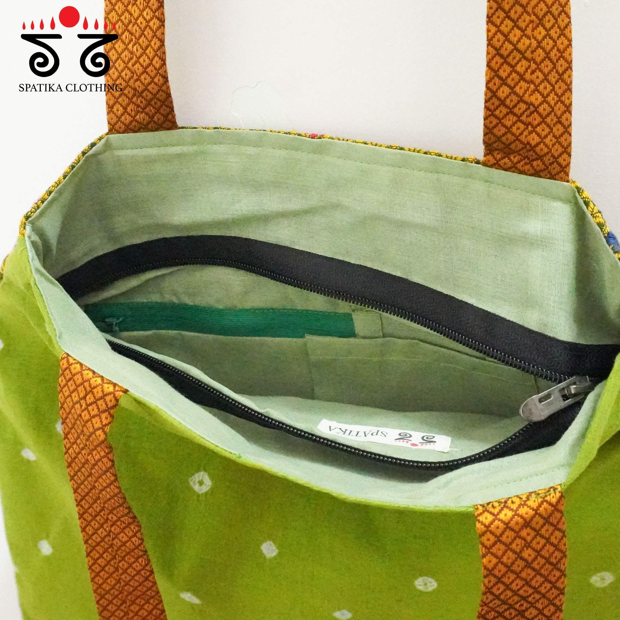 Green Lambani Hand Embroidered Hand Bag
