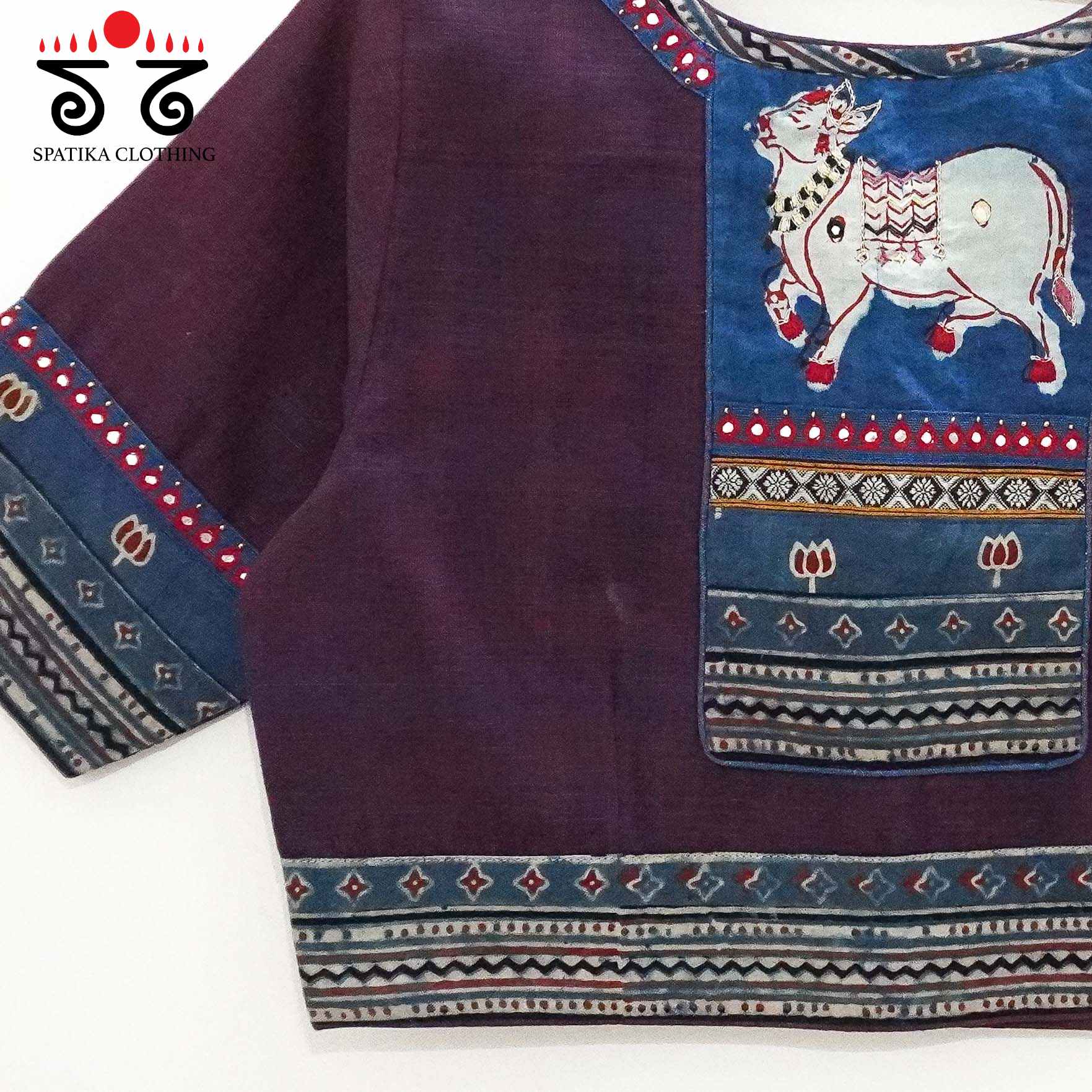 Purple Pichwai Patchwork Blouse