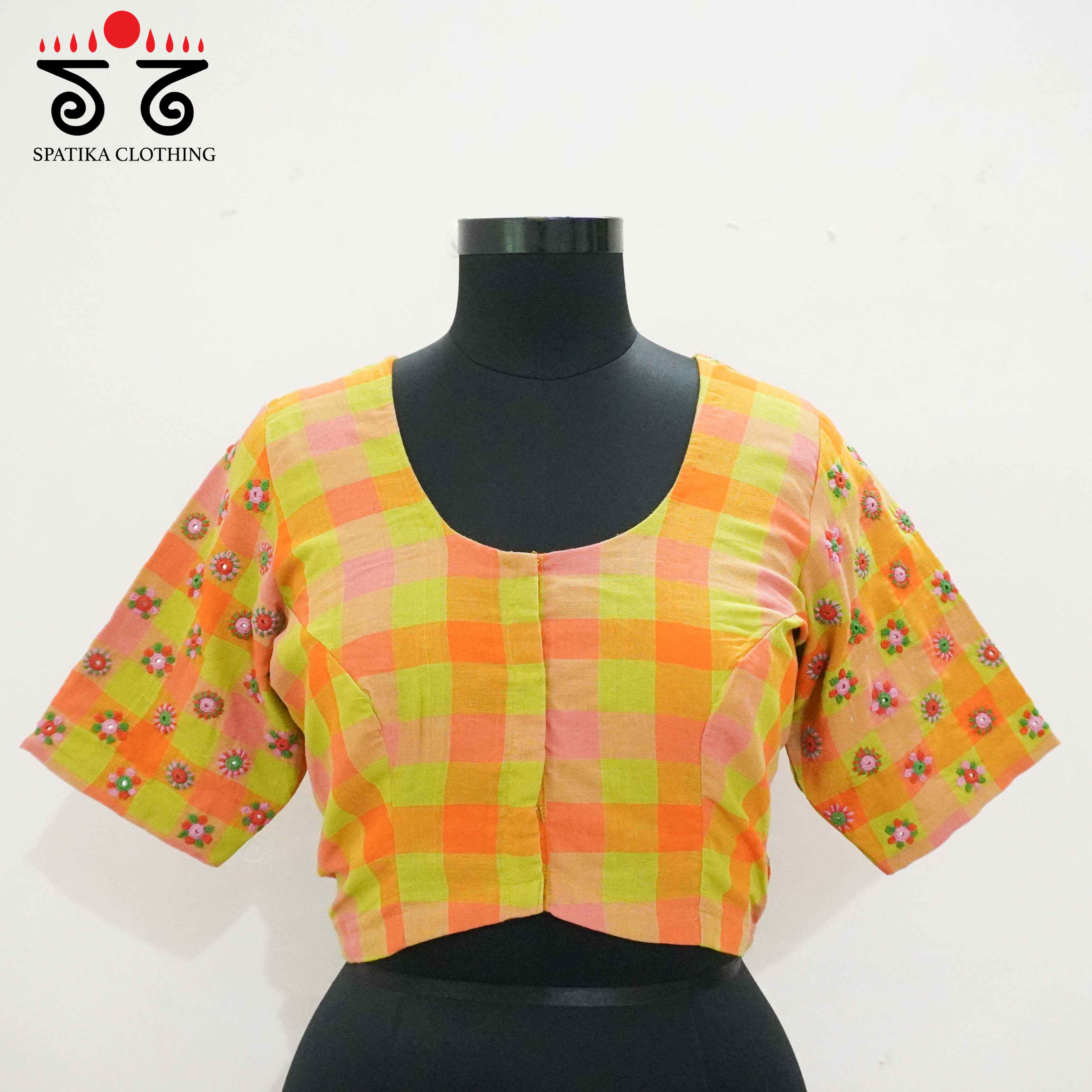 Orange 100 Butta Handcrafted Blouse