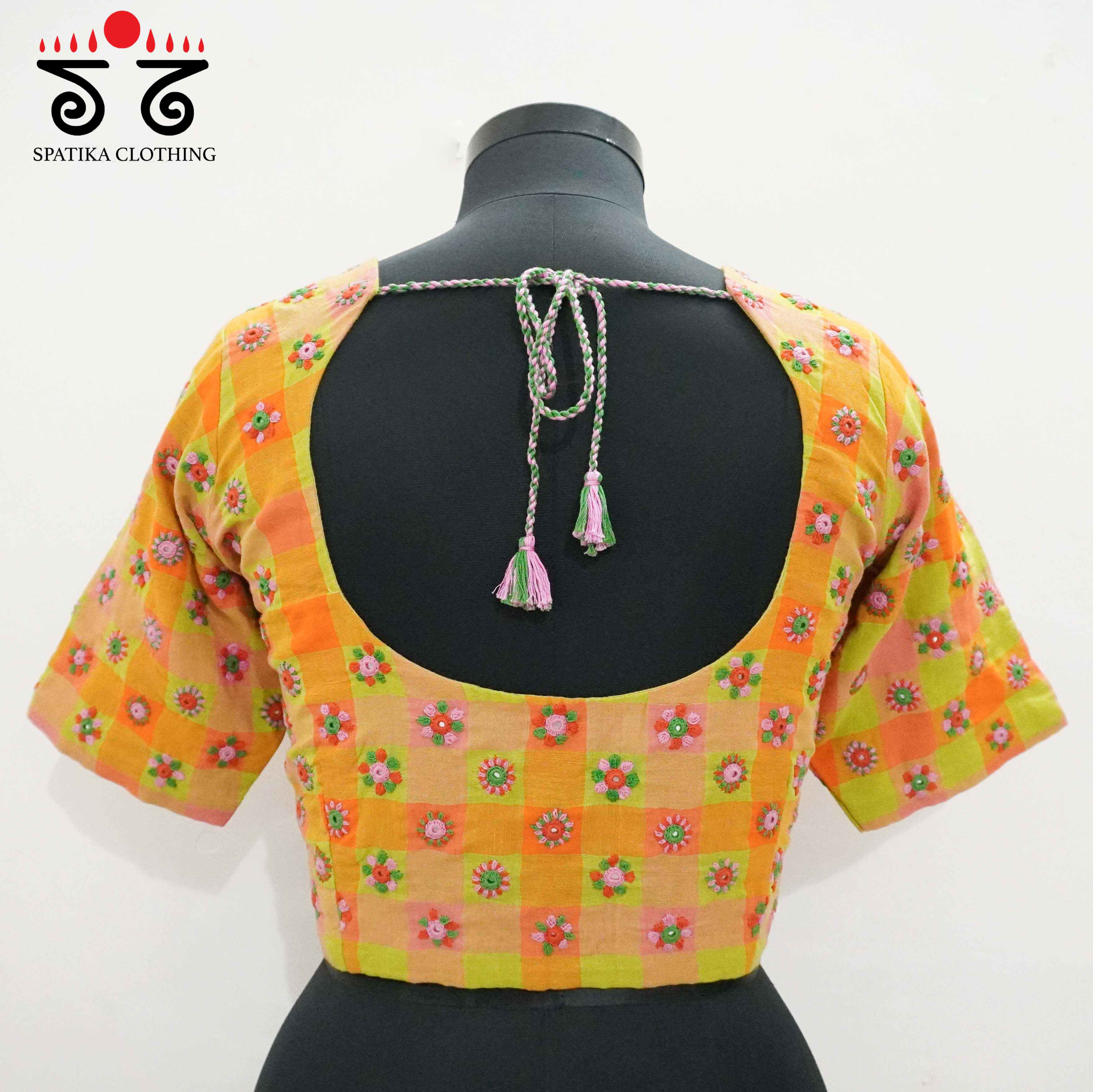 Orange 100 Butta Handcrafted Blouse