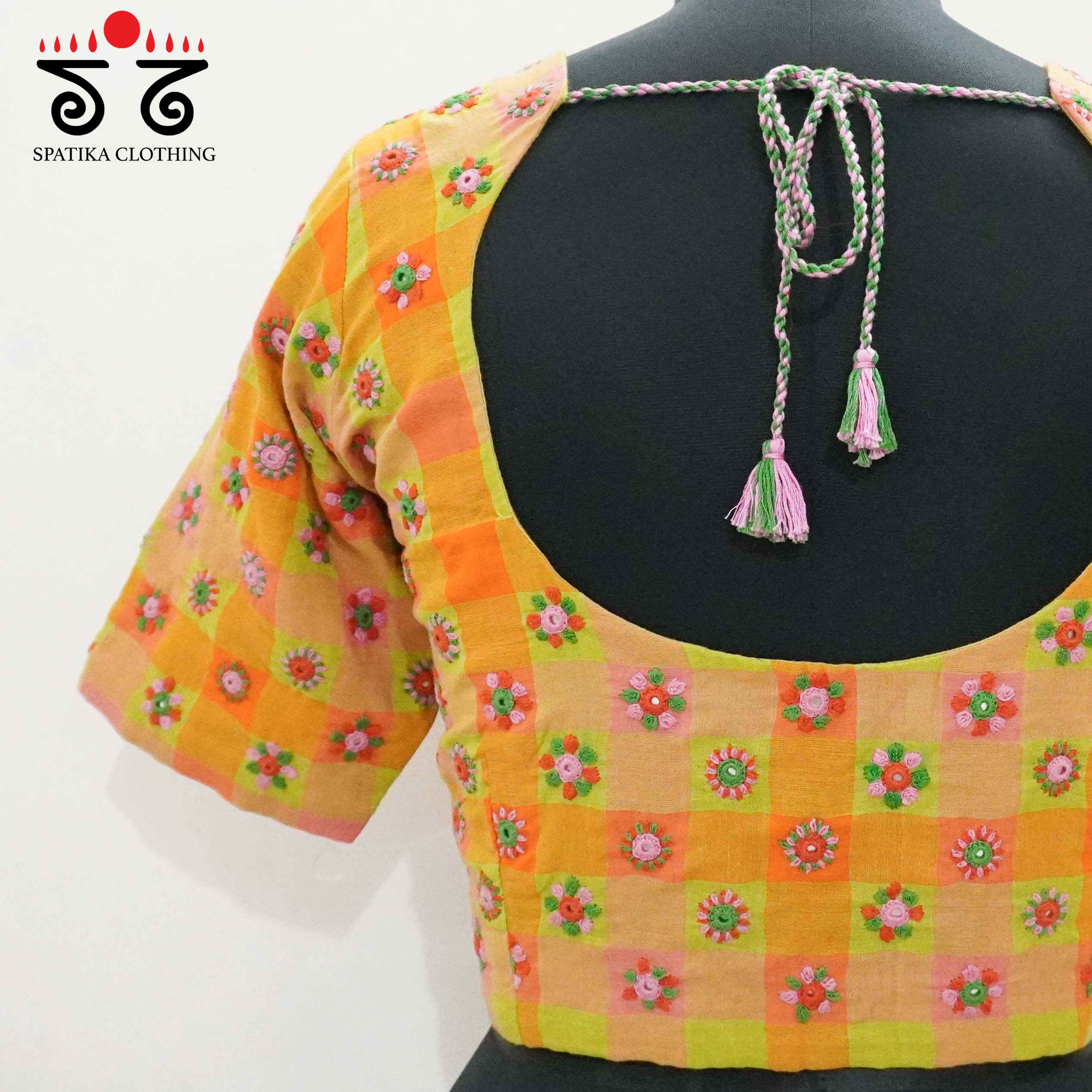 Orange 100 Butta Handcrafted Blouse