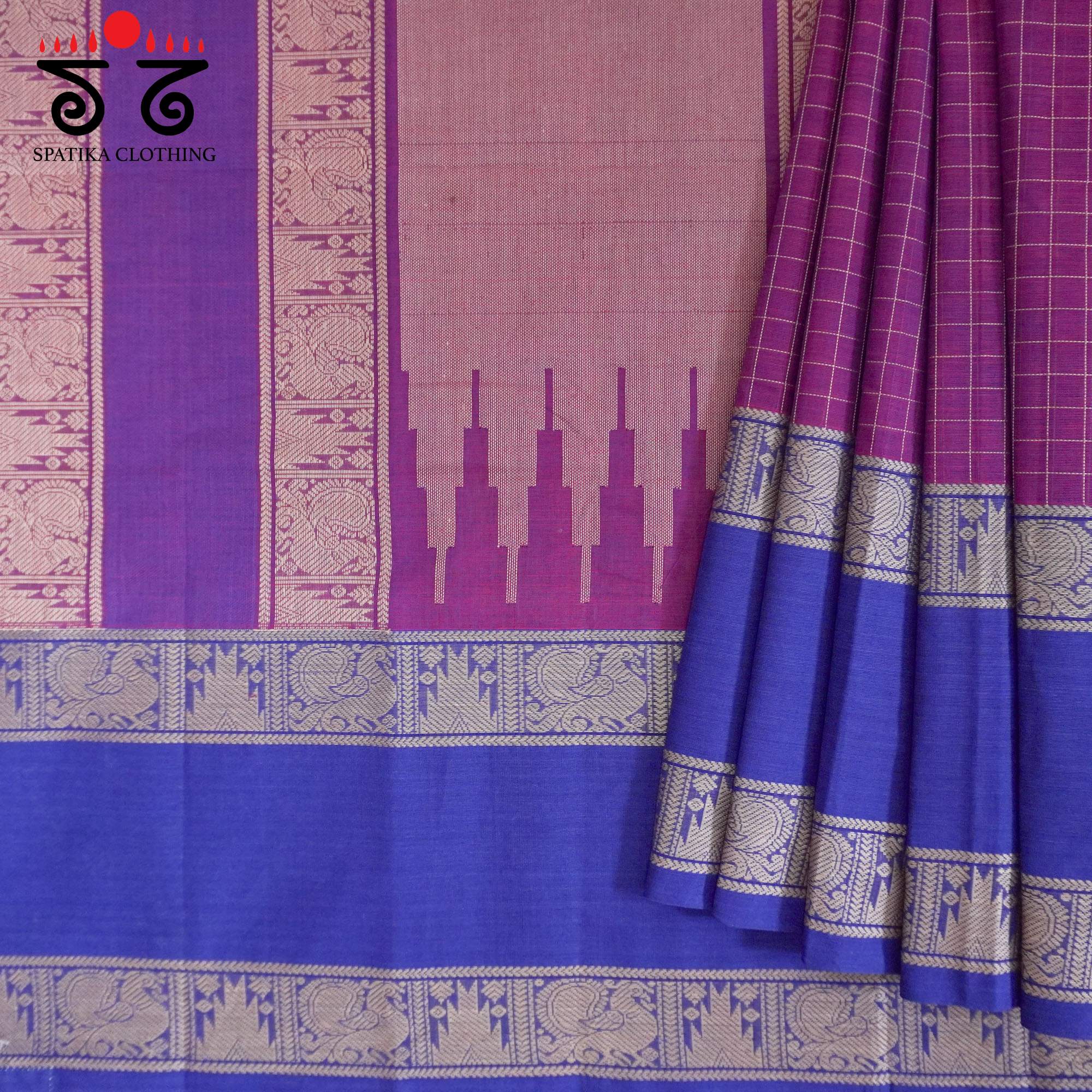 Magenta Kanchi Cotton Saree