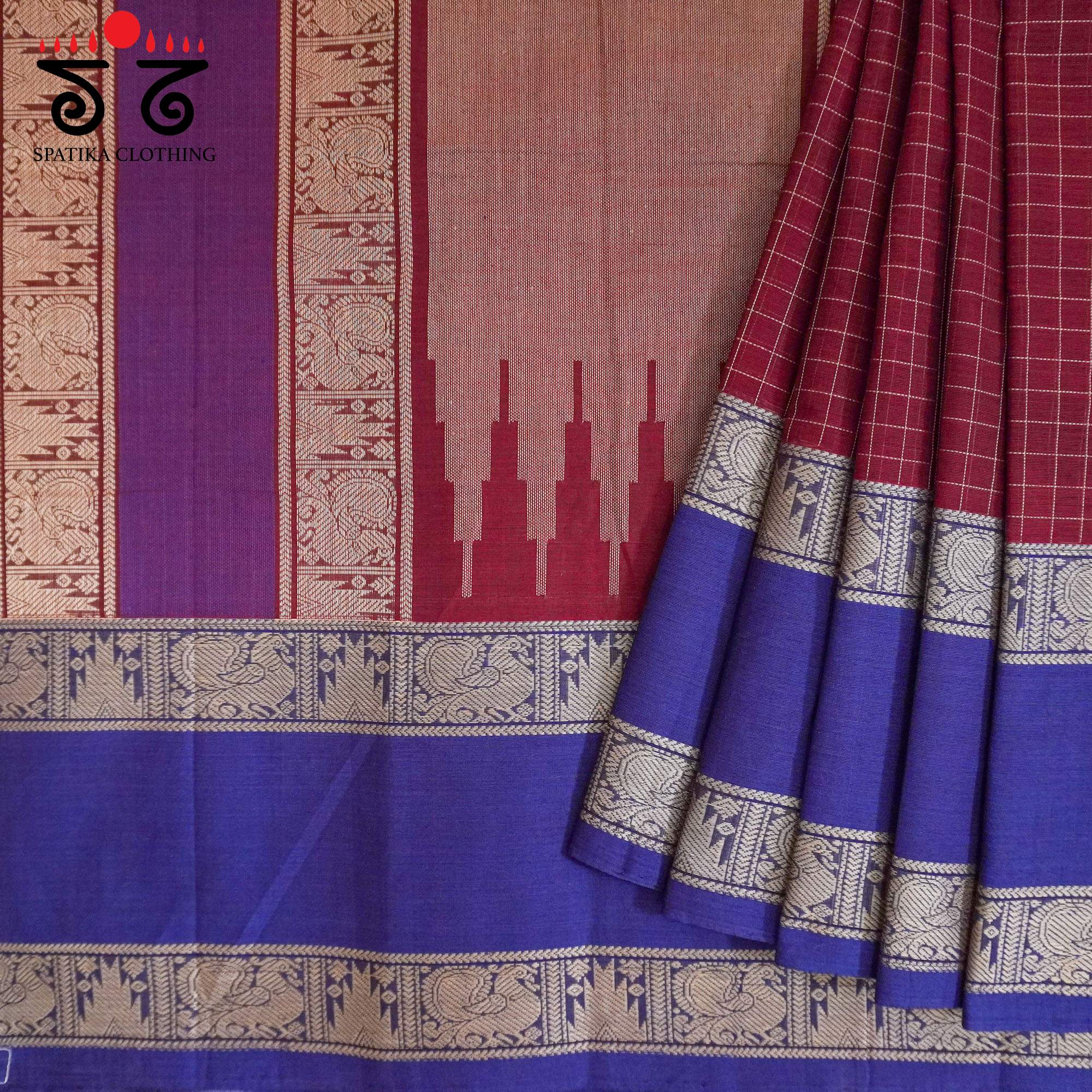 Maroon Kanchi Cotton Saree