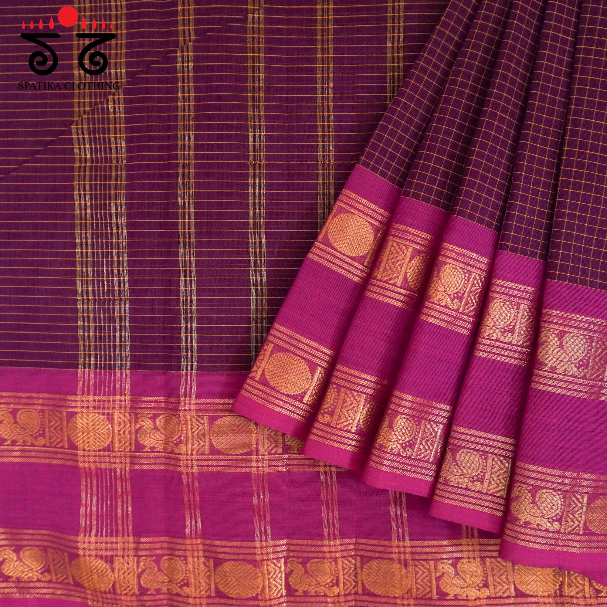 Maroon Kanchi Cotton Saree
