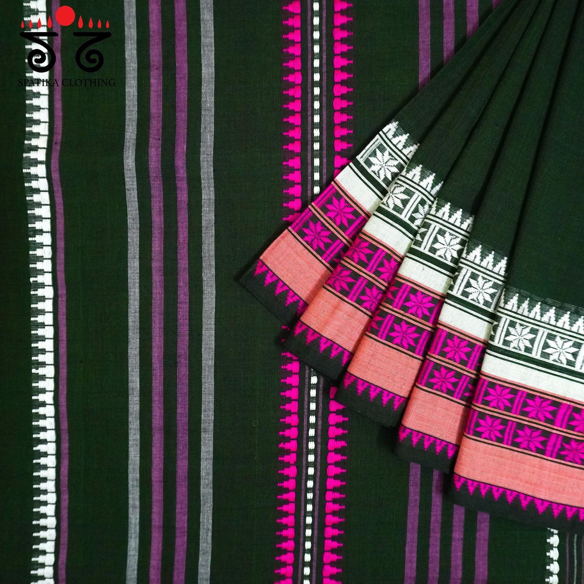 Green Begampur Handwoven Cotton Saree New!