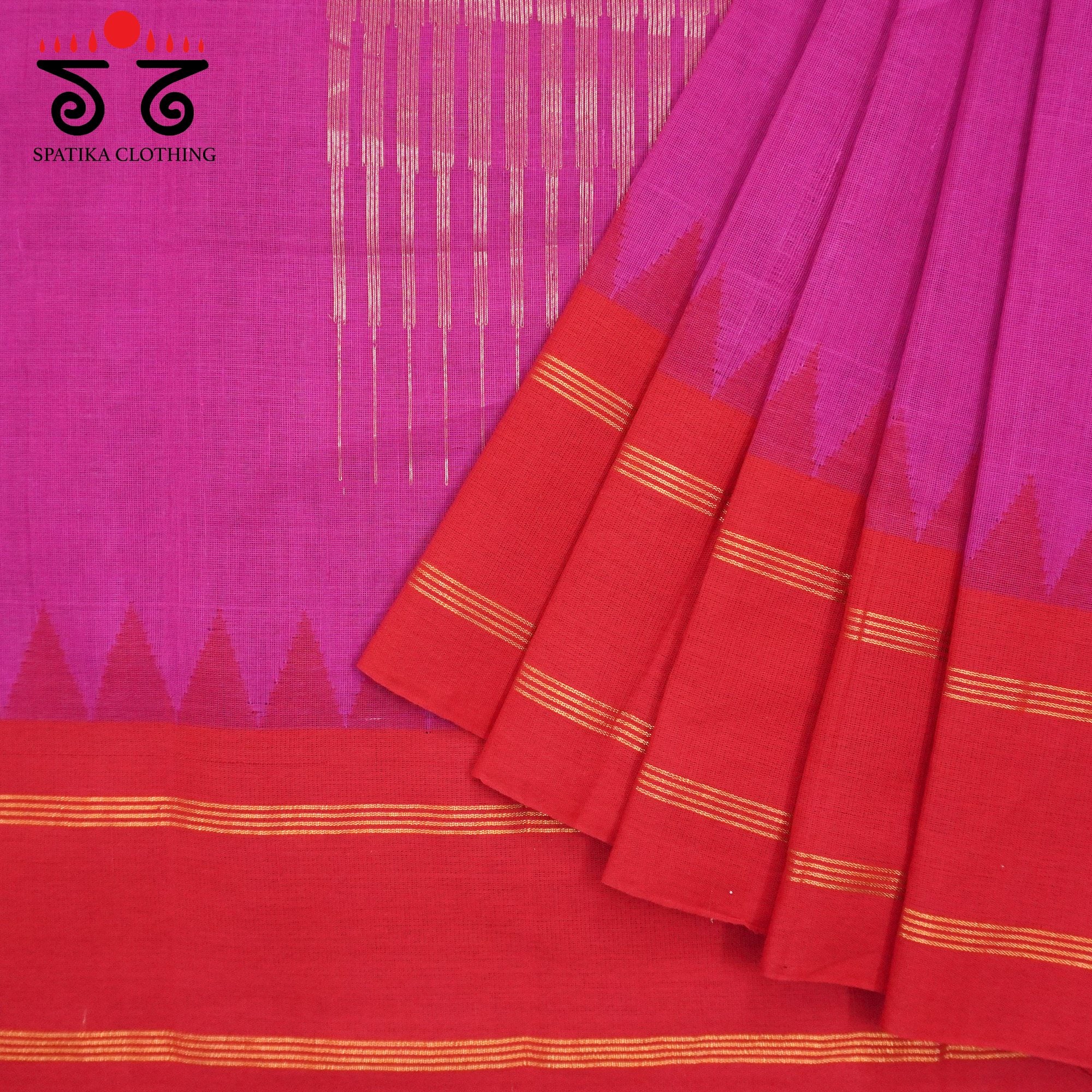 Pink Ponduru Handspun Cotton Saree - With jamdhani Blouse