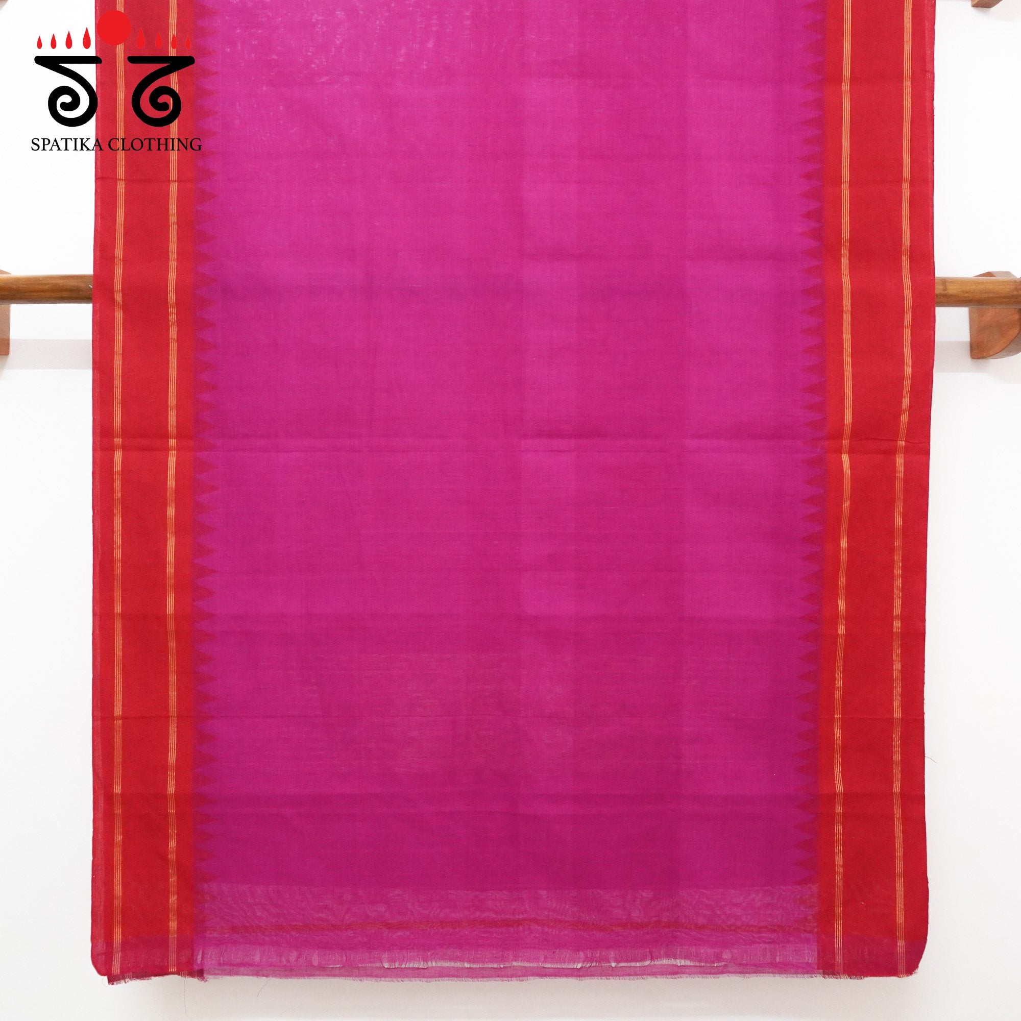 Rani Pink Ponduru Handspun Cotton Saree - With Ikat Special Blouse