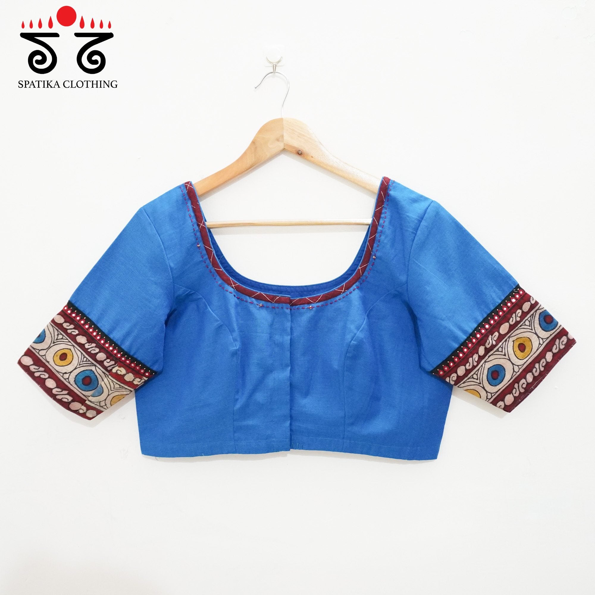 Blue Boondh Pen Kalamkari Blouse