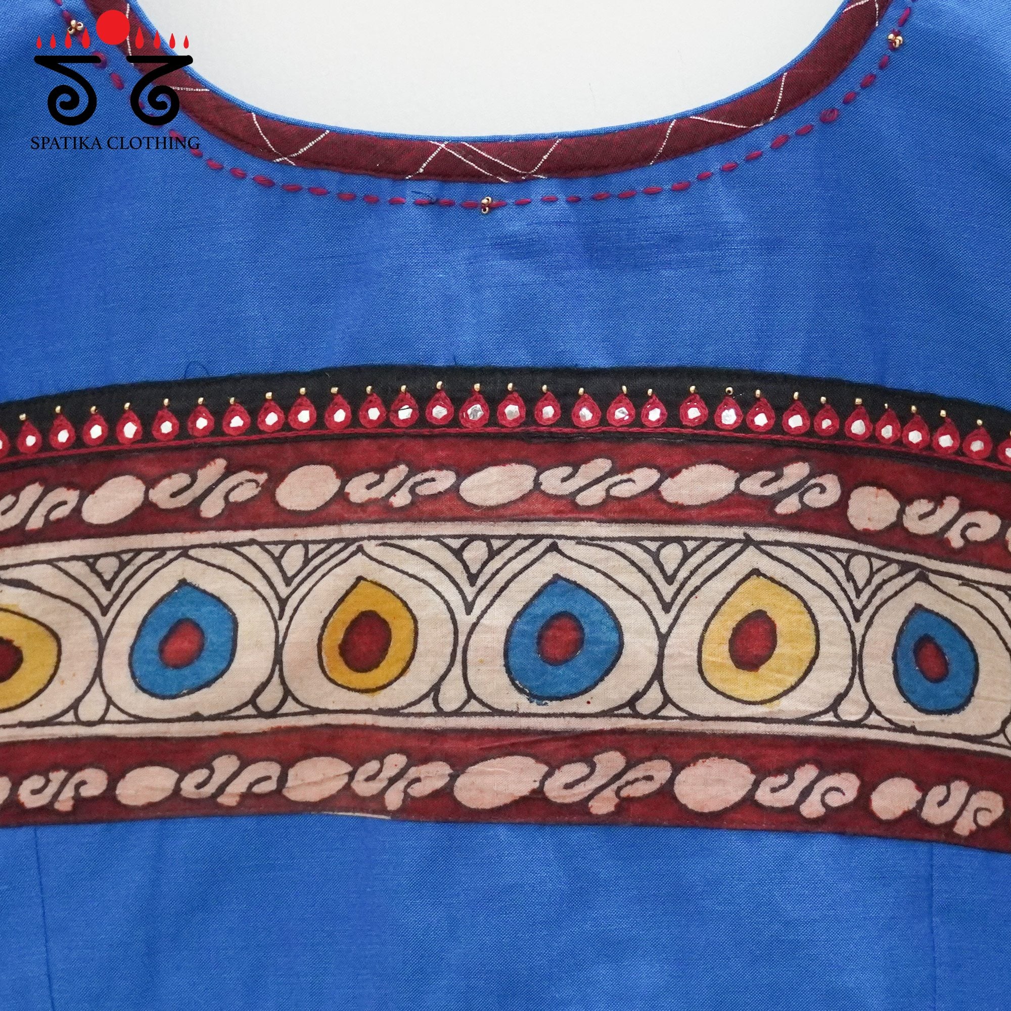 Blue Boondh Pen Kalamkari Blouse